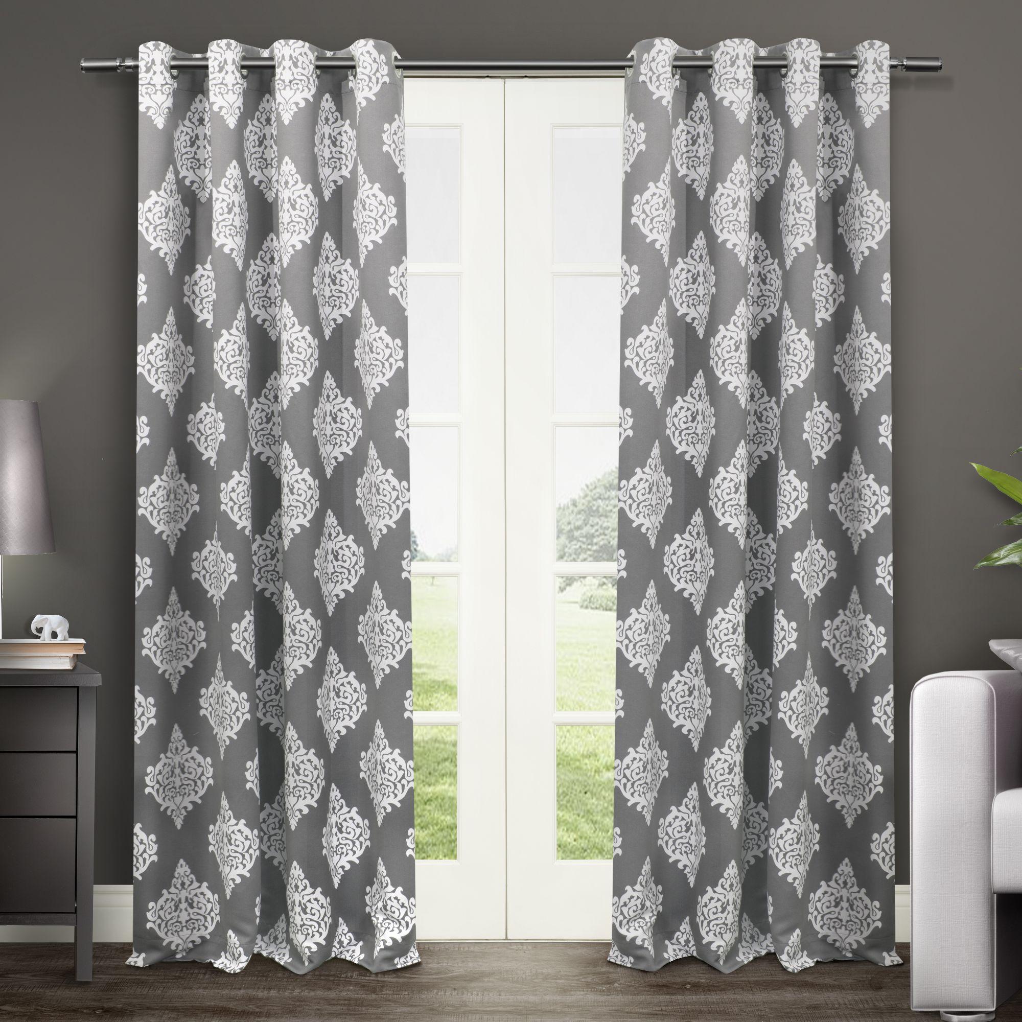 Set of 2 96"x52" Medallion Blackout Thermal Grommet Top Window Curtain Panels Dark Gray - Exclusive Home