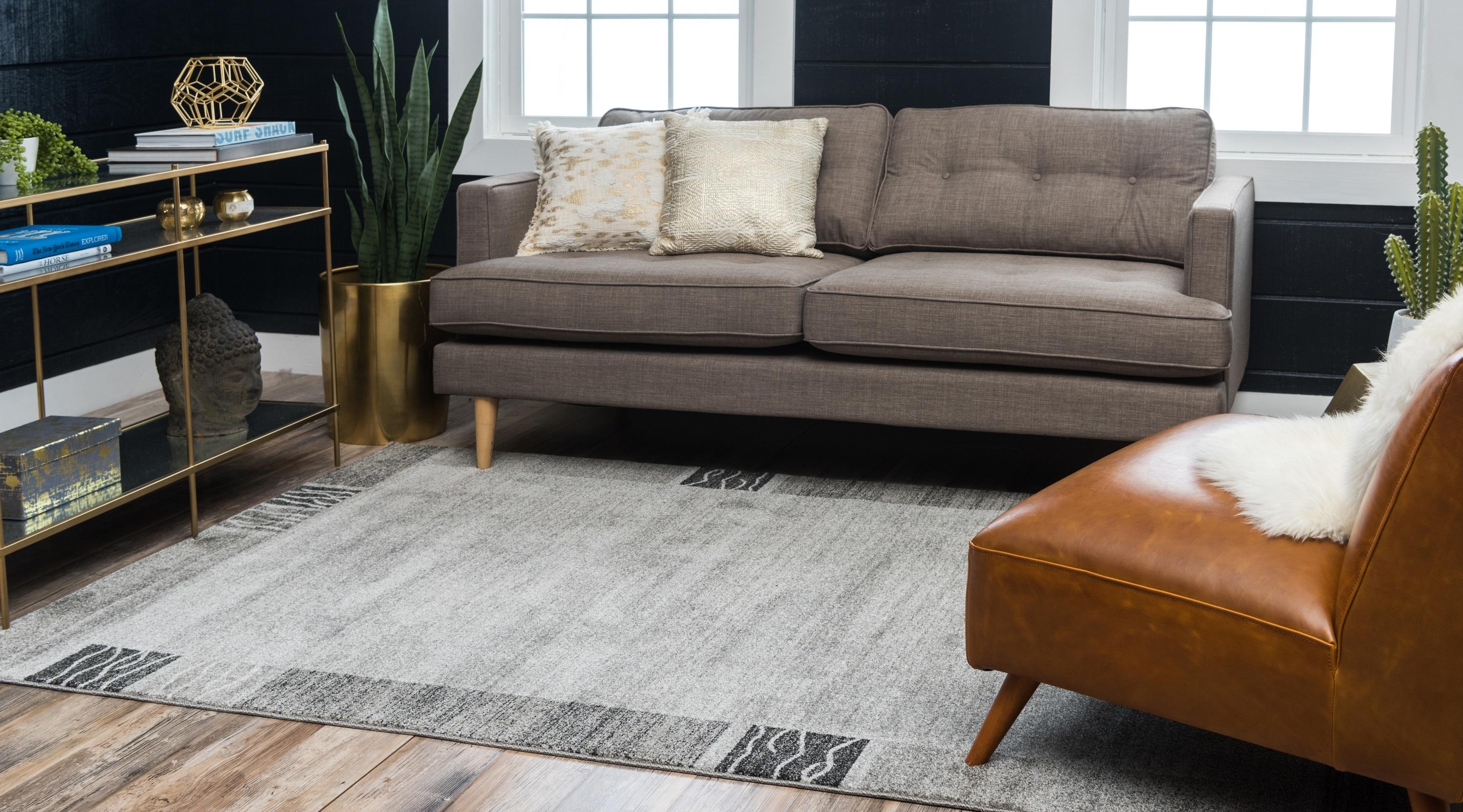 Unique Loom Del Mar Collection Area Rug - Sarah (9'  x 12' Rectangle Light Gray/Gray)