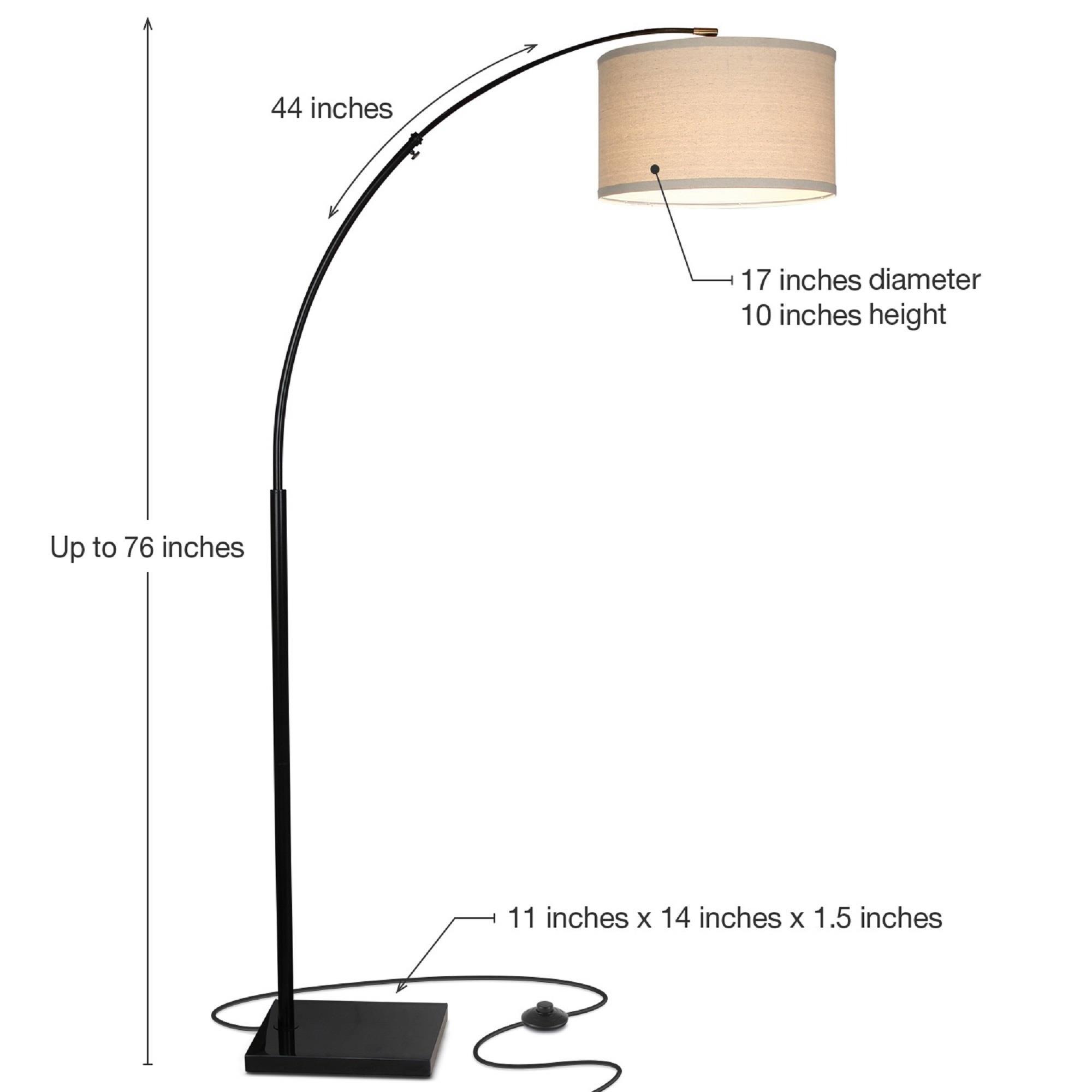 Brightech Logan 76 in. Adjustable and Extendable LED Arched Gold Floor Lamp with Weighted Marble Base - LED Bulb Included