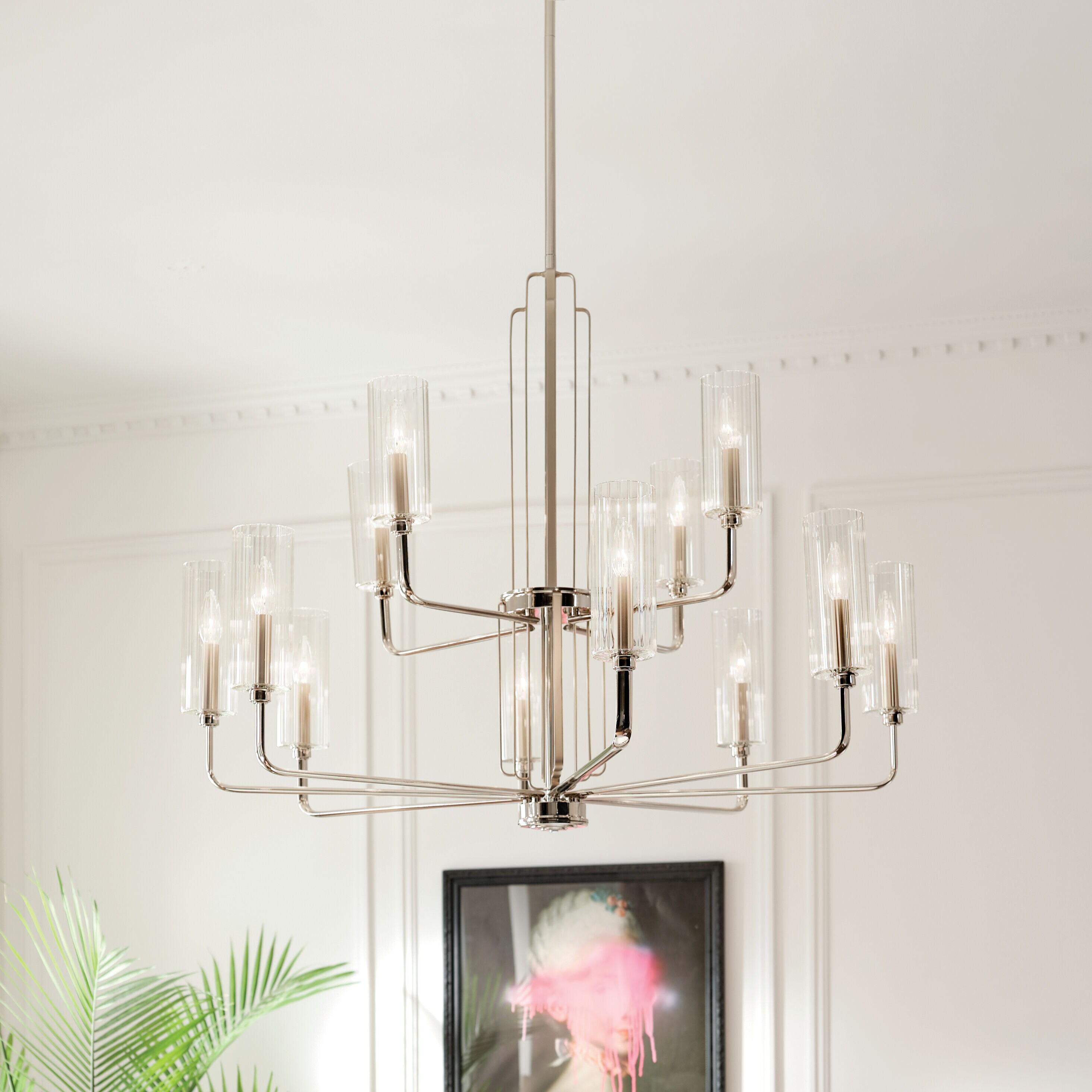 Kimrose™ 12 Light Chandelier with Clear Fluted Glass Brushed Natural Brass