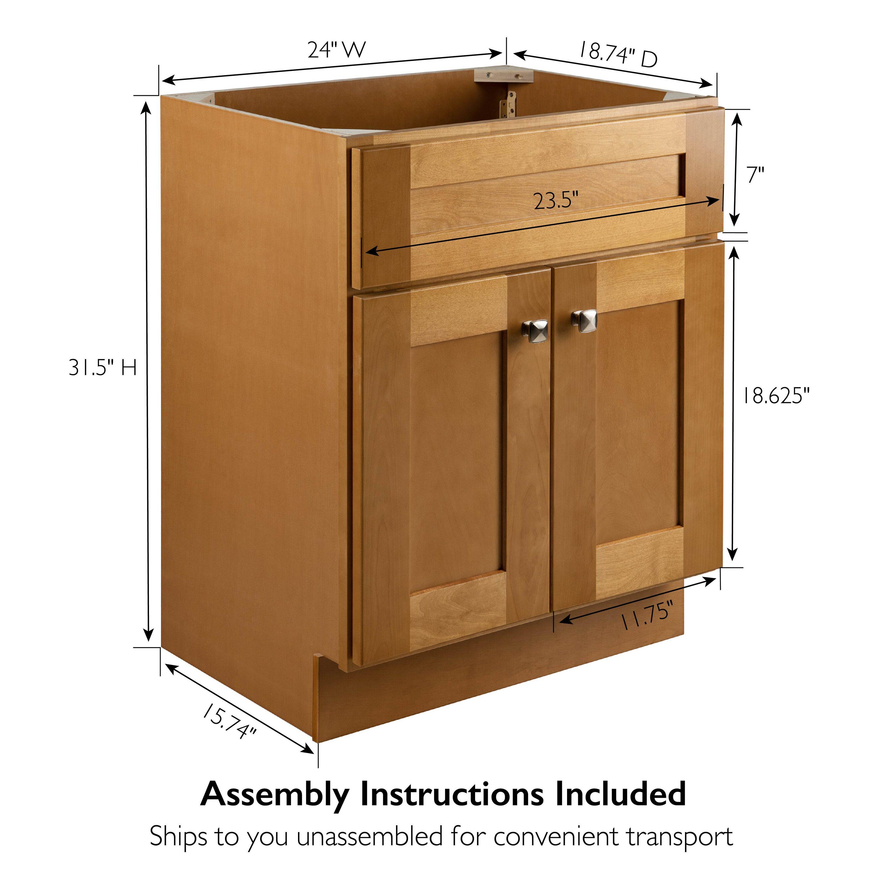 Design House Brookings 24 Inch Bathroom Vanity, Ready to Assemble, Solid Wood, Sherwin Williams – Design House, 587063
