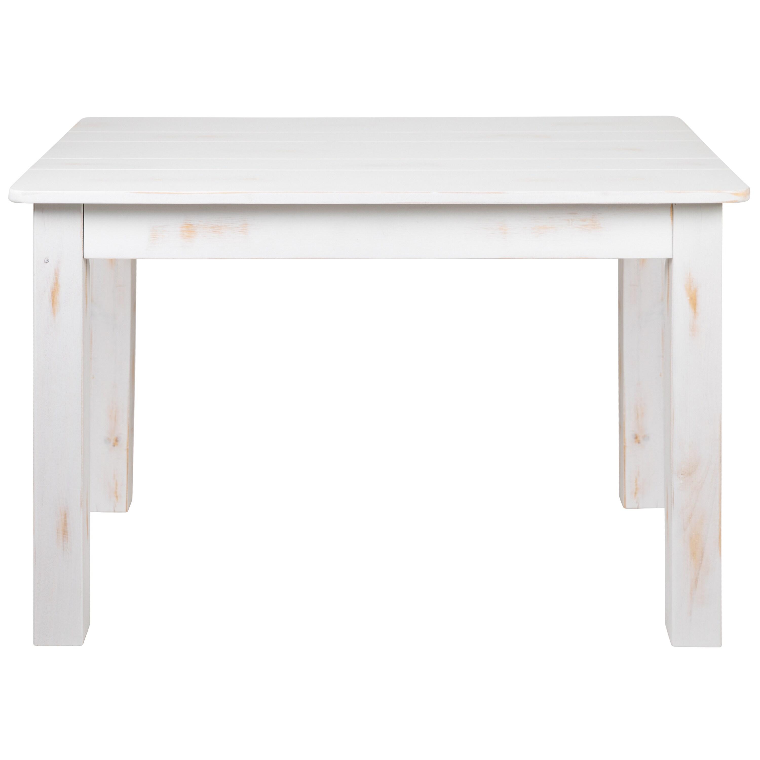 Flash Furniture HERCULES Series 46" x 30" Rectangular Antique Rustic White Solid Pine Farm Dining Table