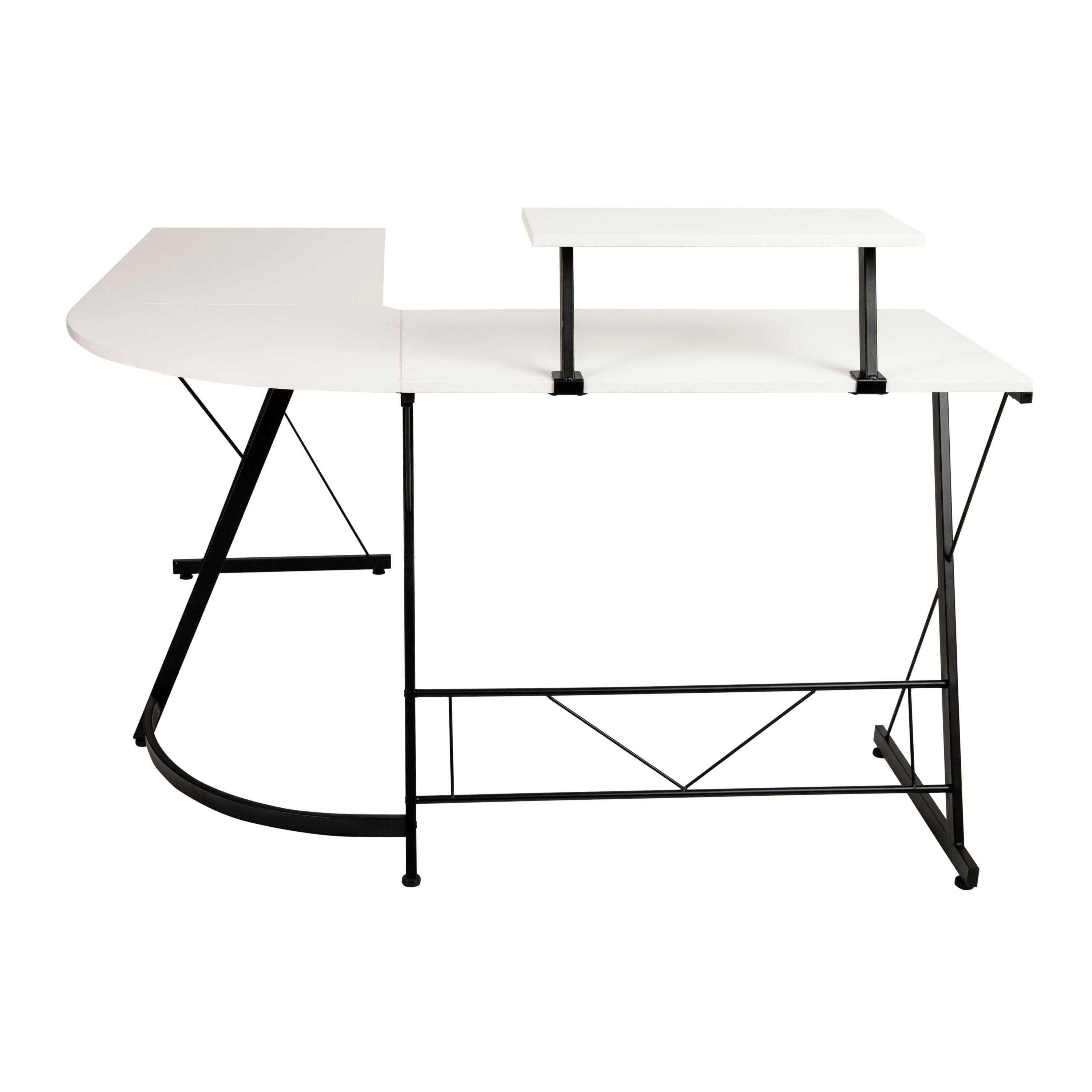 Flash Furniture L-Shaped Desk 71.5" Computer Corner Desk, Home Office Corner Desk, Gaming Desk, Space Saving, Easy to Assemble, White/Black