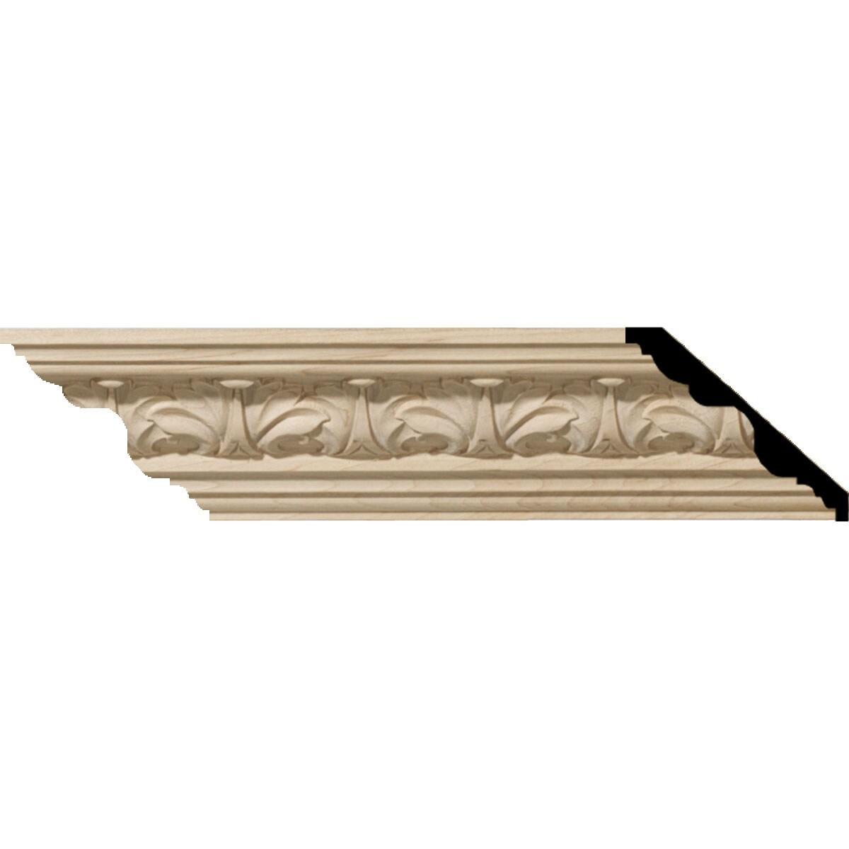 Ekena Millwork Acanthus Leaf Carved Wood Crown Moulding, Maple
