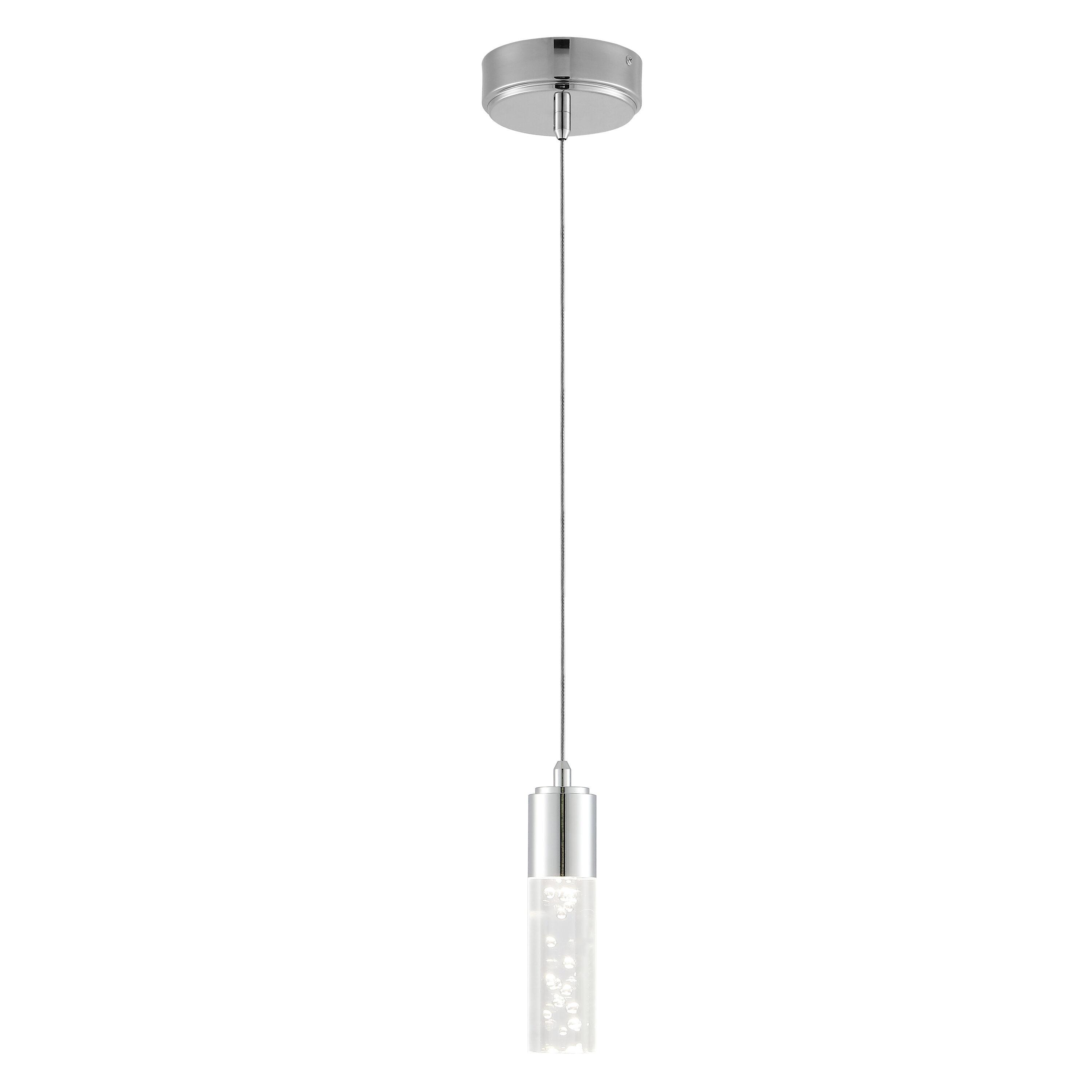 Bolha 4.75" 1-Light Bubble Acrylic/Iron Modern Minimalist Integrated LED Pendant, Chrome