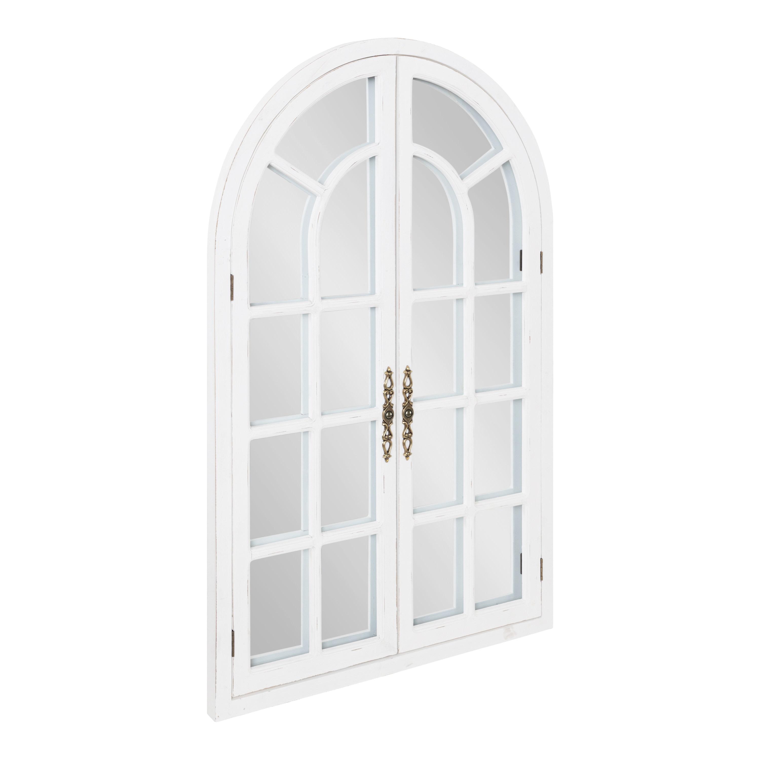 28"x44" Boldmere Arch Wall Mirror White - Kate & Laurel All Things Decor: Rustic Farmhouse Windowpane