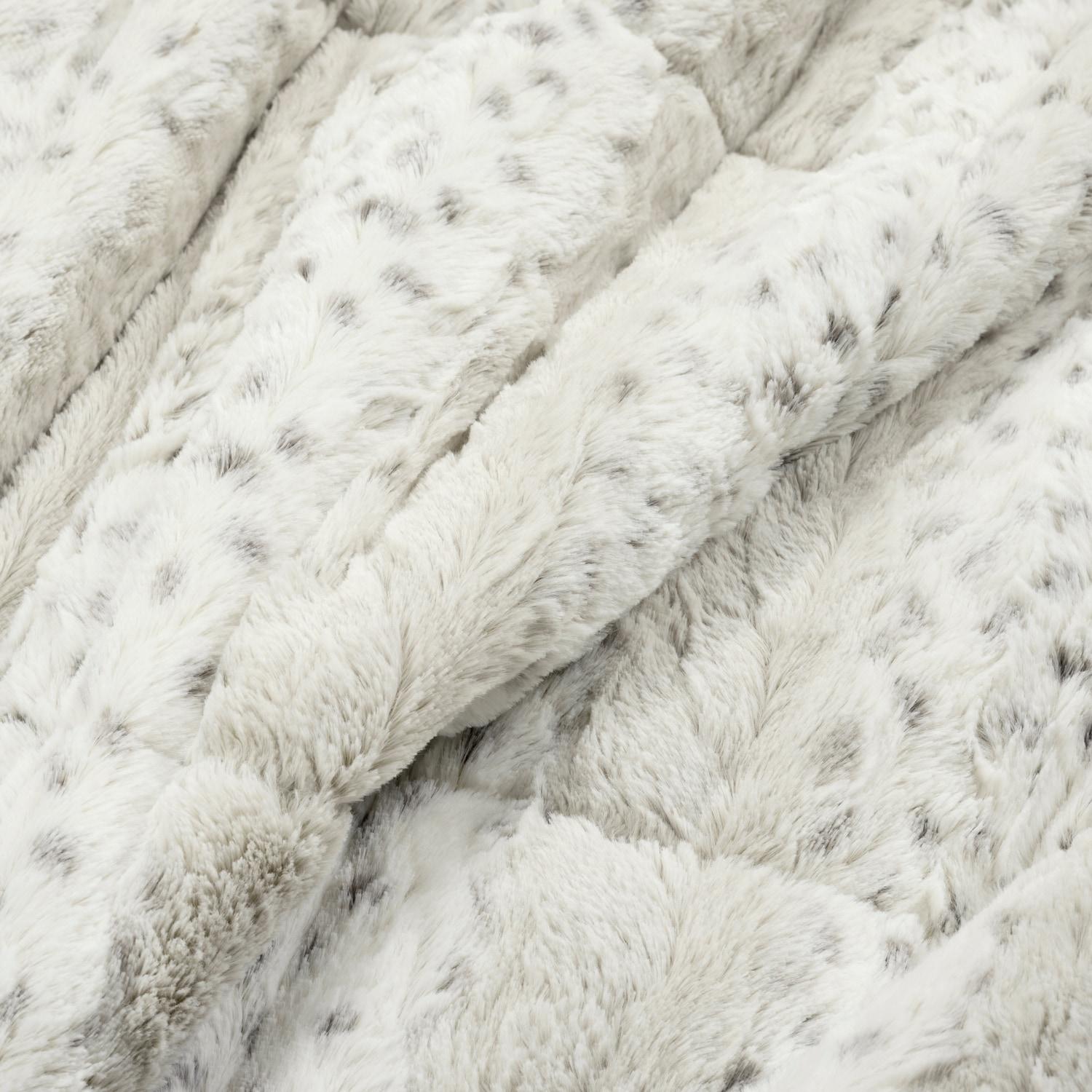 Leopard Textured Faux Fur Comforter Gray 3Pc Set Full/Queen