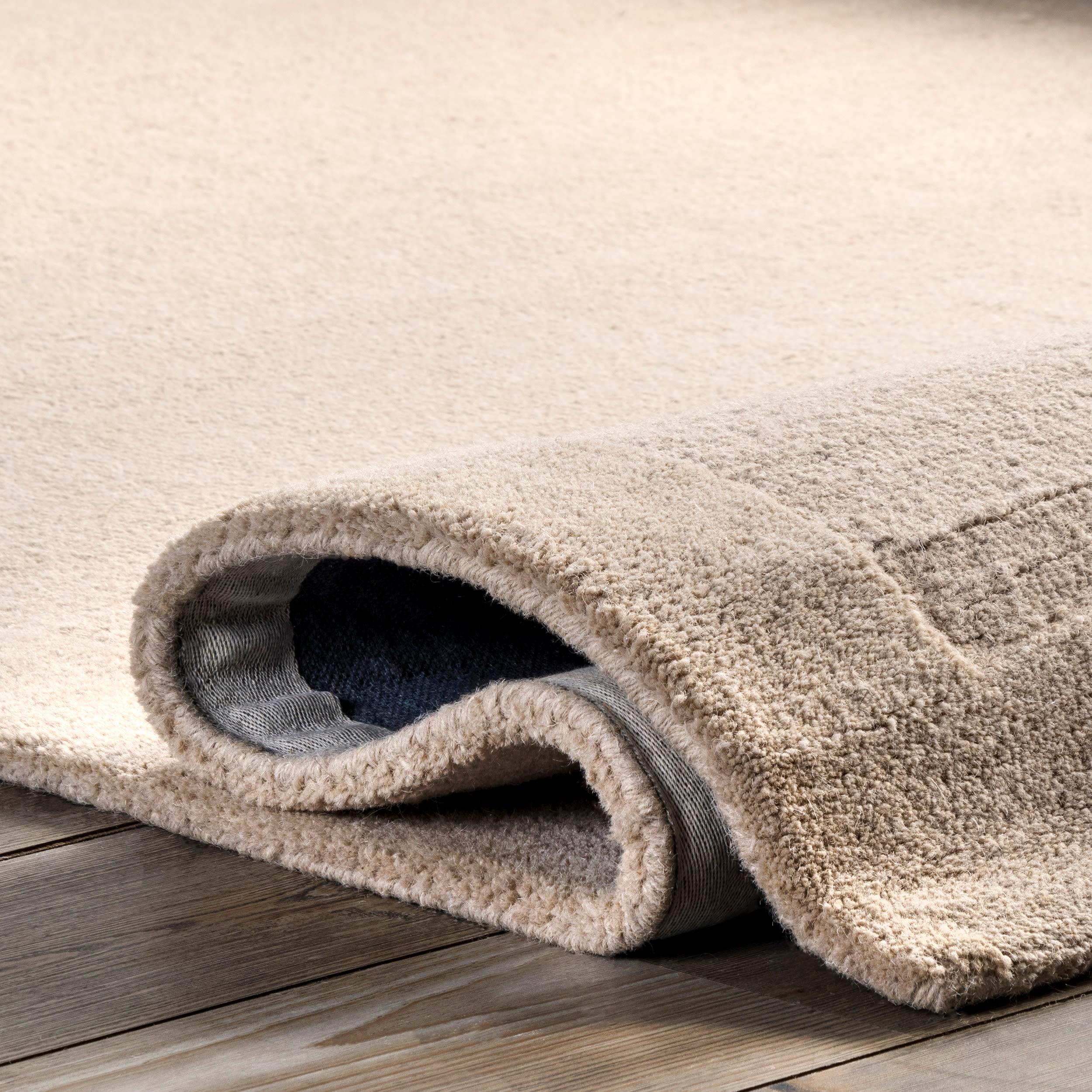 4'x6' Marianne Handmade Wool Border Area Rug Beige - nuLOOM: Solid Tufted Indoor Low Pile Rectangle Rug