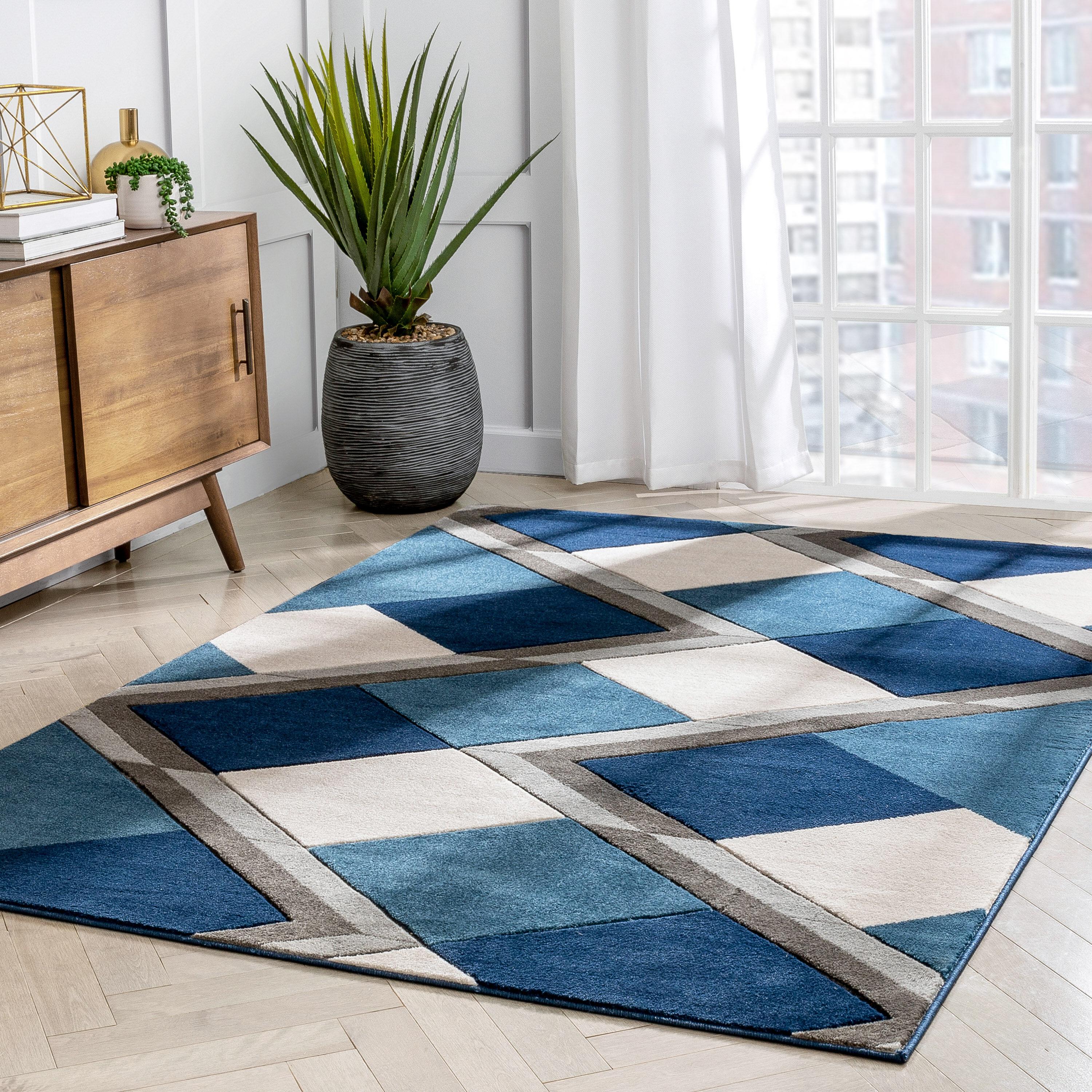 Well Woven Good Vibes Nora Modern Geometric Blue 3'11" x 5'3" Area Rug