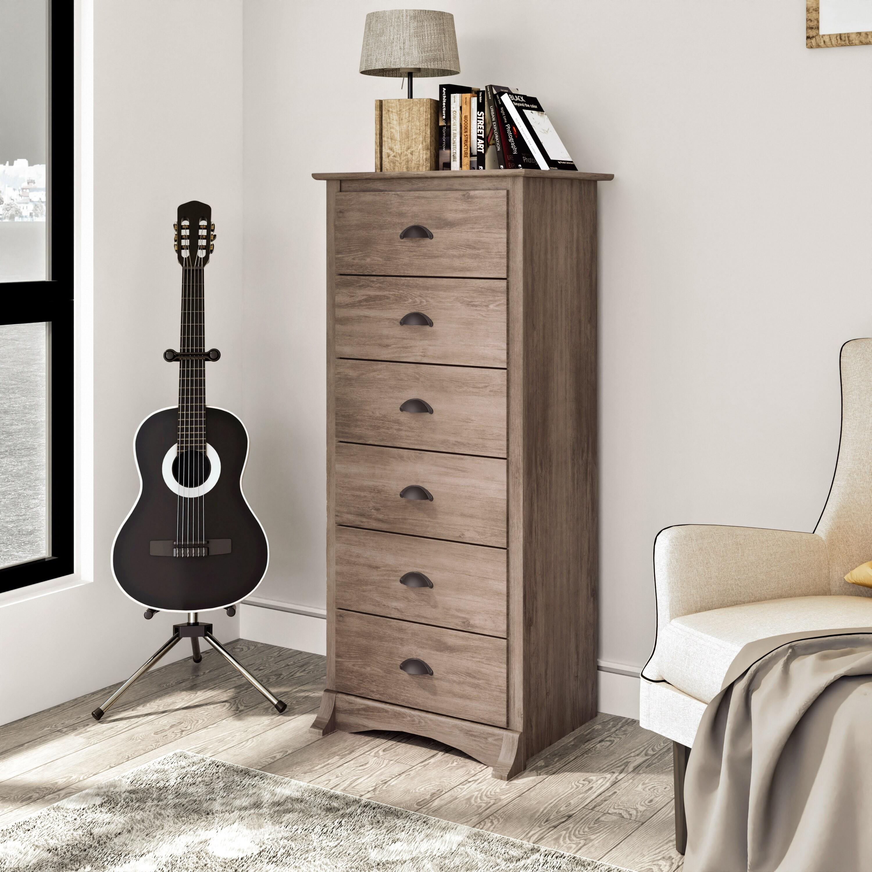 Tall 6 Drawer Chest Drifted Gray - Prepac: Space-Saving Bedroom Storage Furniture