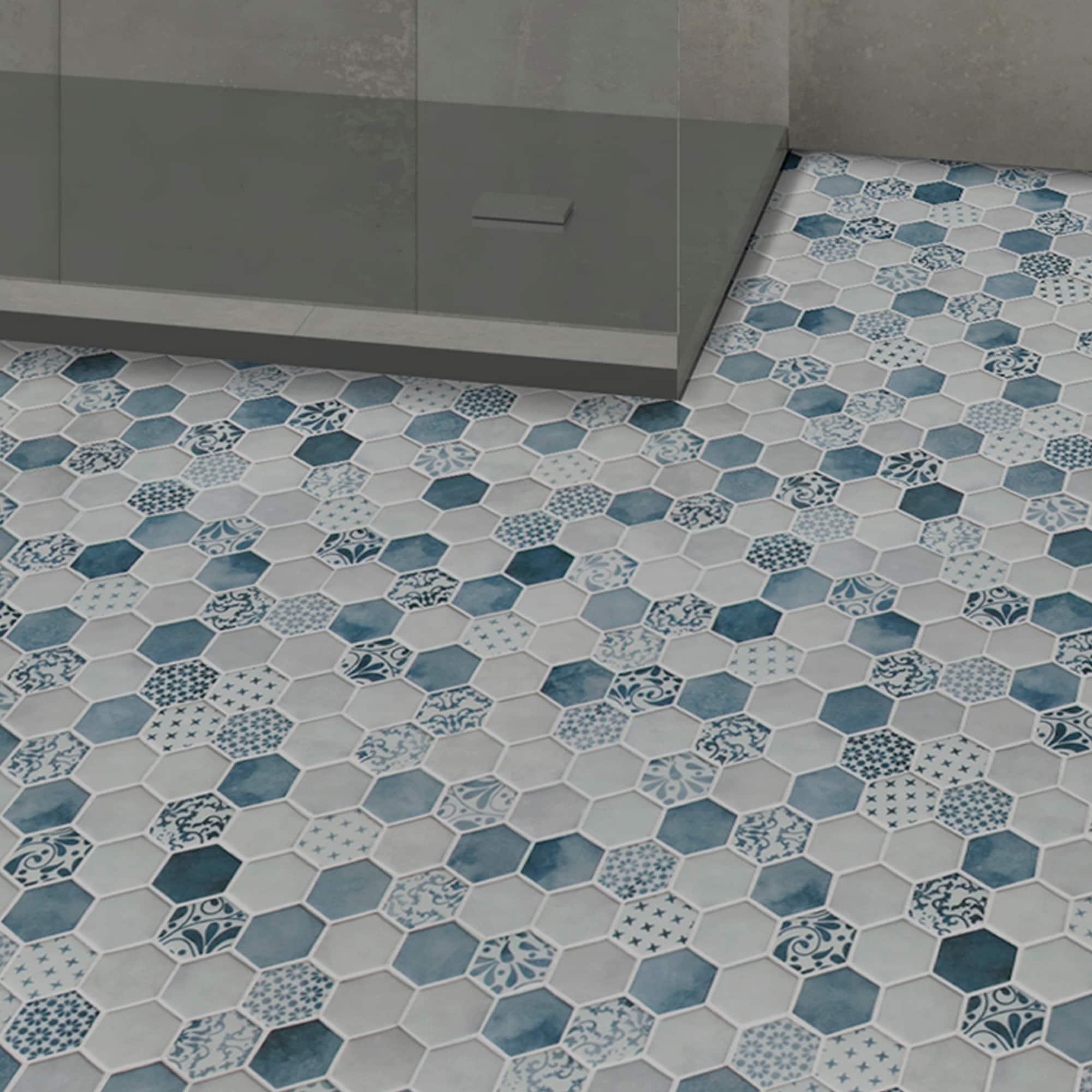 Sunwings 11.7" x 10.2" Recycled Glass Honeycomb Wall & Floor Tile