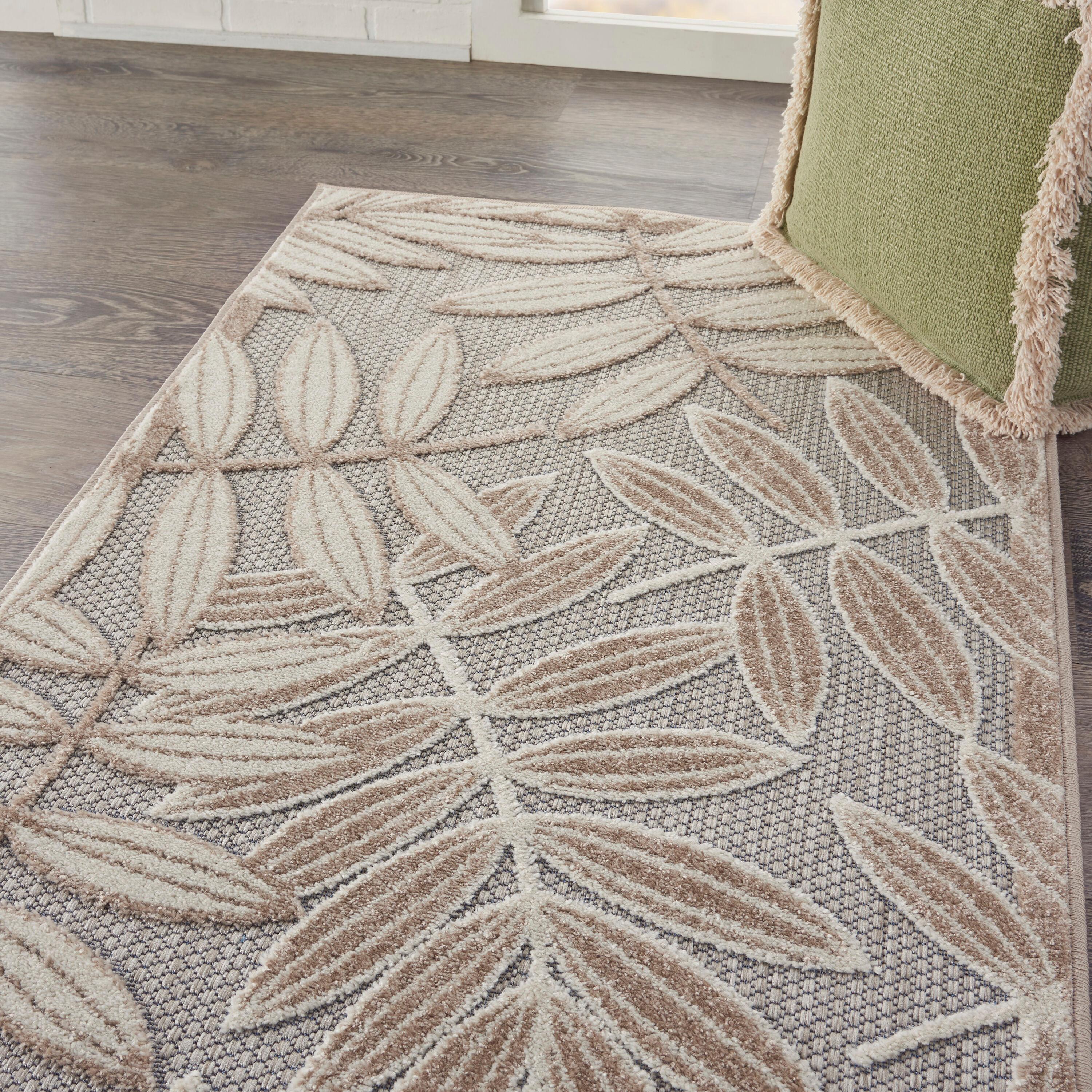 Nourison Aloha Floral Leaf Flatweave High-Low Indoor Outdoor Area Rug Natural 2'8" x 4'