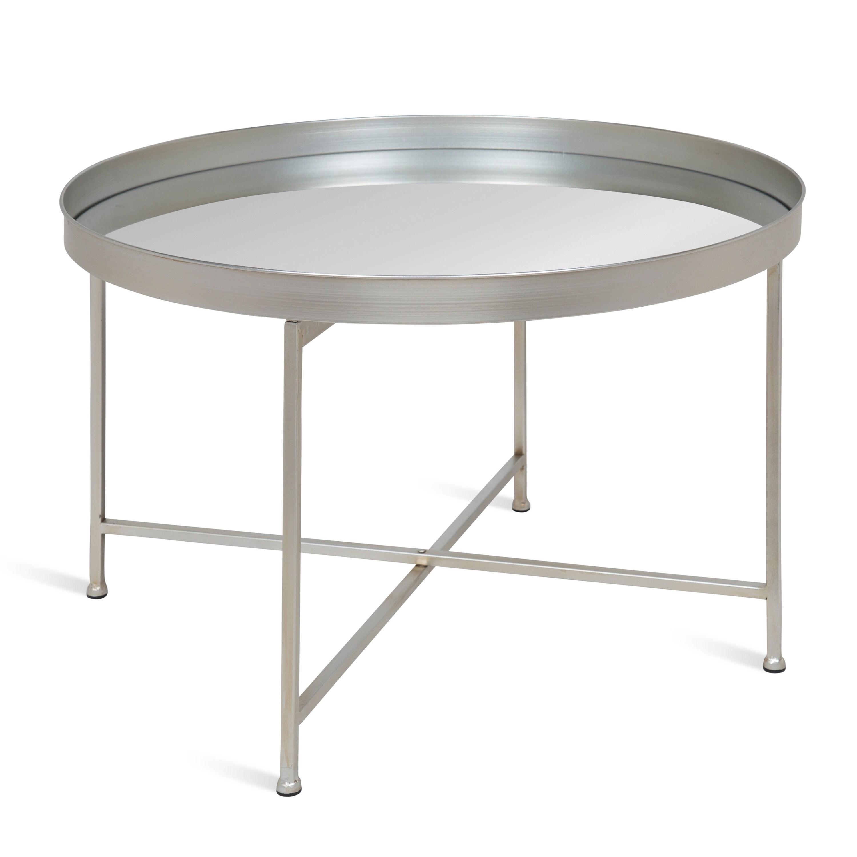 Kate and Laurel Celia Round Metal Coffee Table, 28.25x28.25x19, Silver