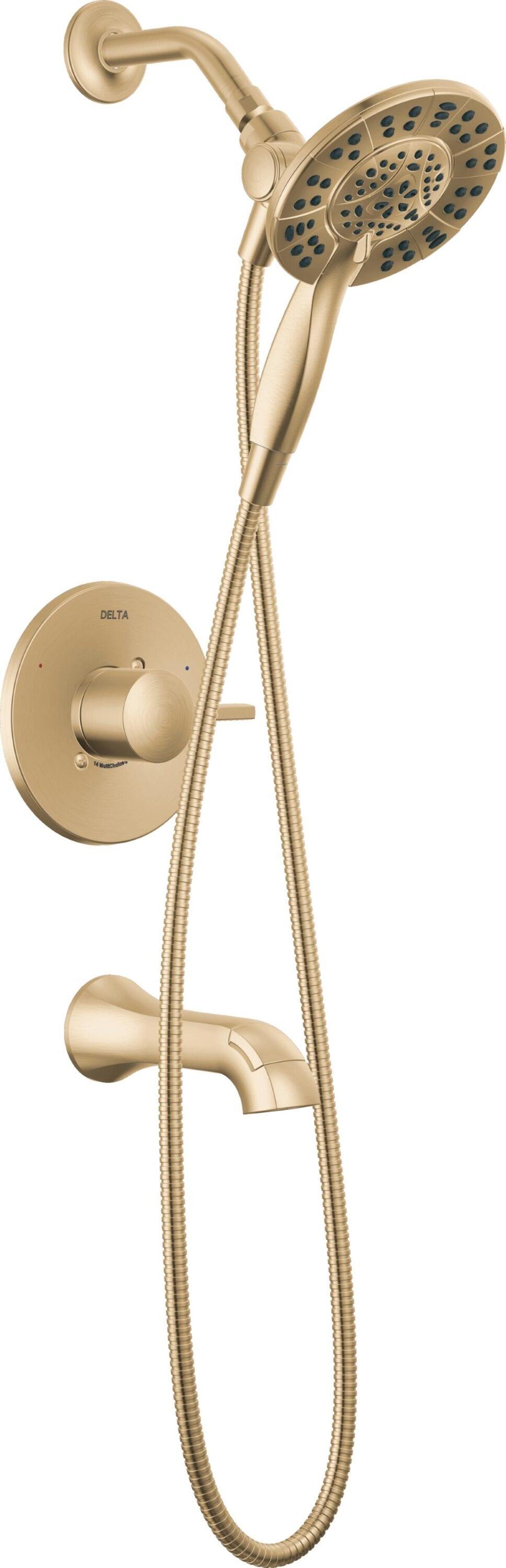 Delta Albion Single-Function Tub Shower Faucet Set, Shower Trim Kit with In2ition Shower Head T144855-CZ-I