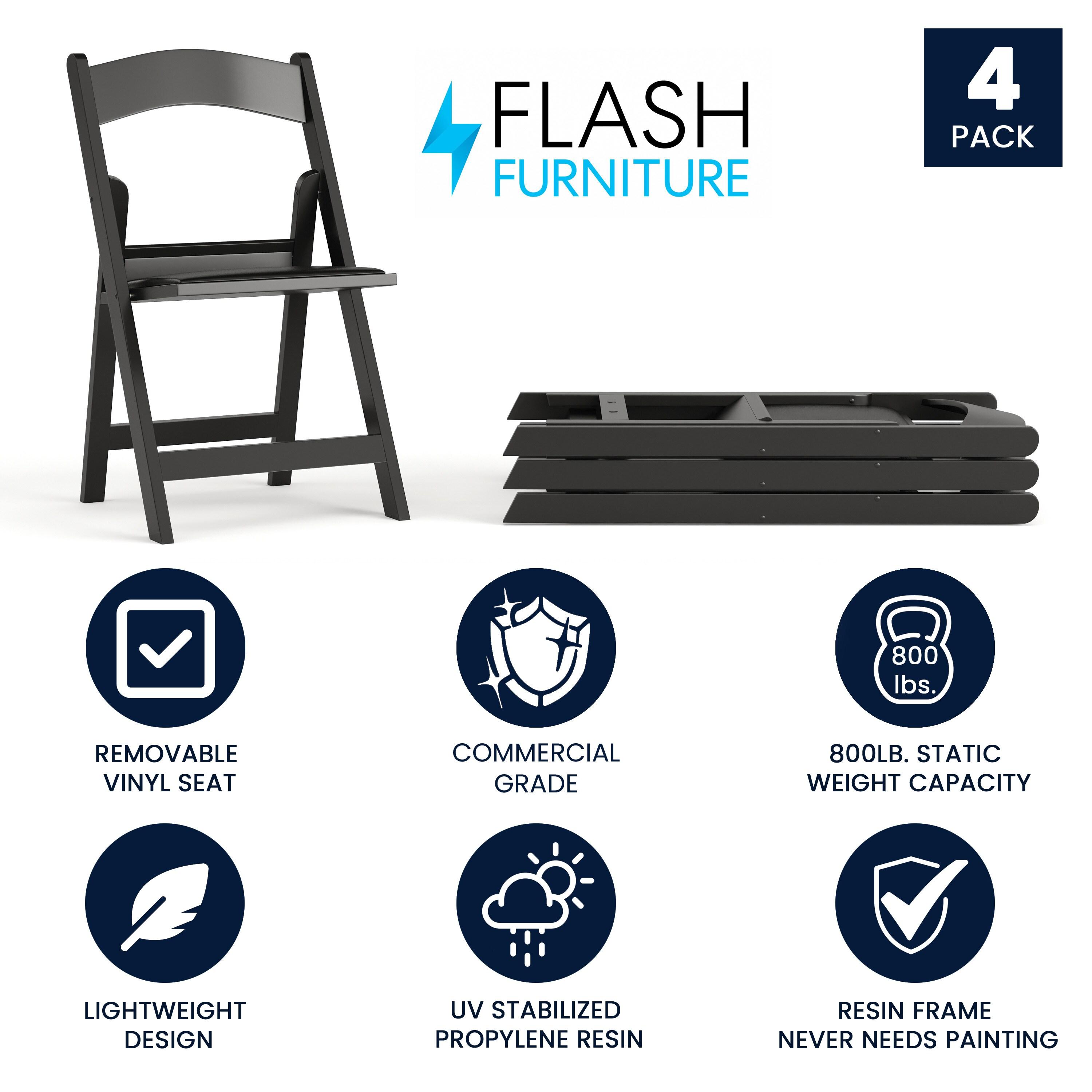 Flash Furniture Hercules Series Folding Chairs for Weddings and Formal Events, Set of 4, Black