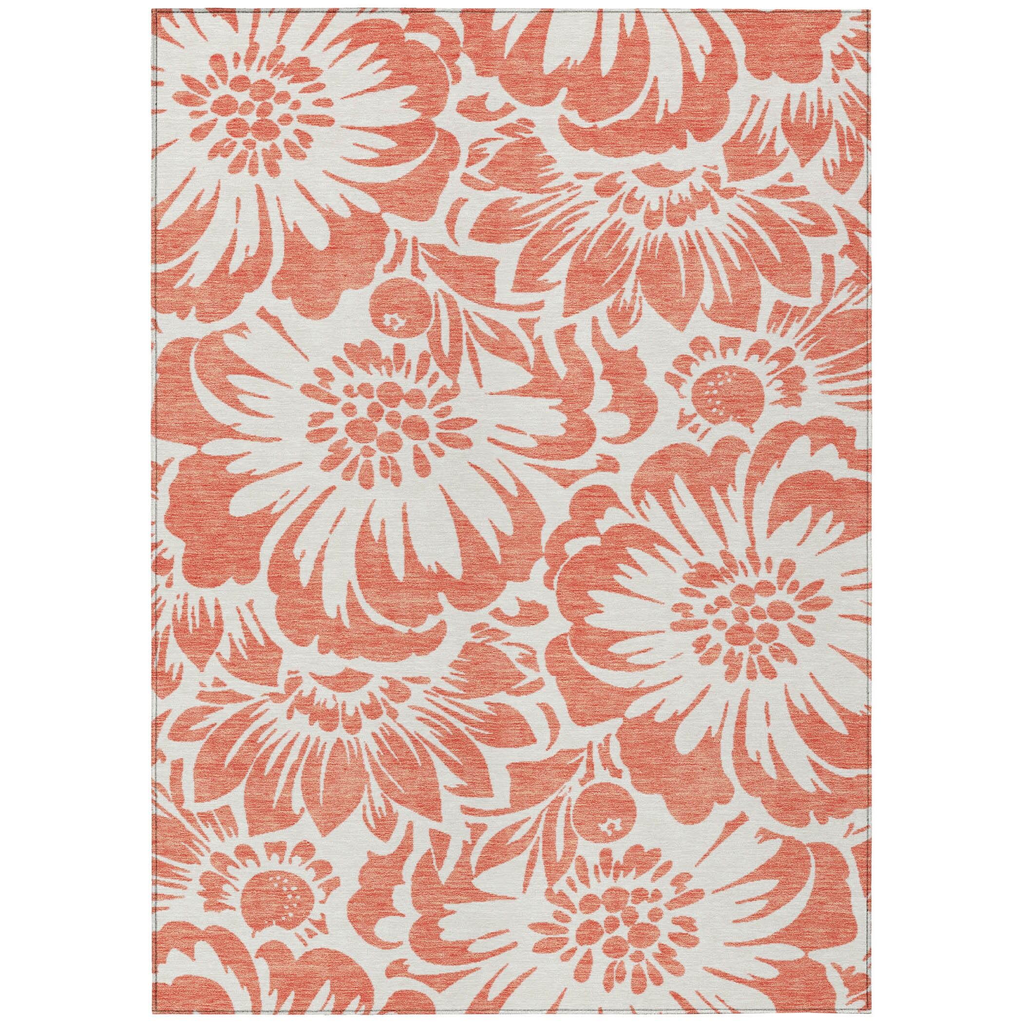 Addison Rugs Machine Washable Indoor/ Outdoor Whimsy Floral Chantille Rug Salmon - 9' x 12'