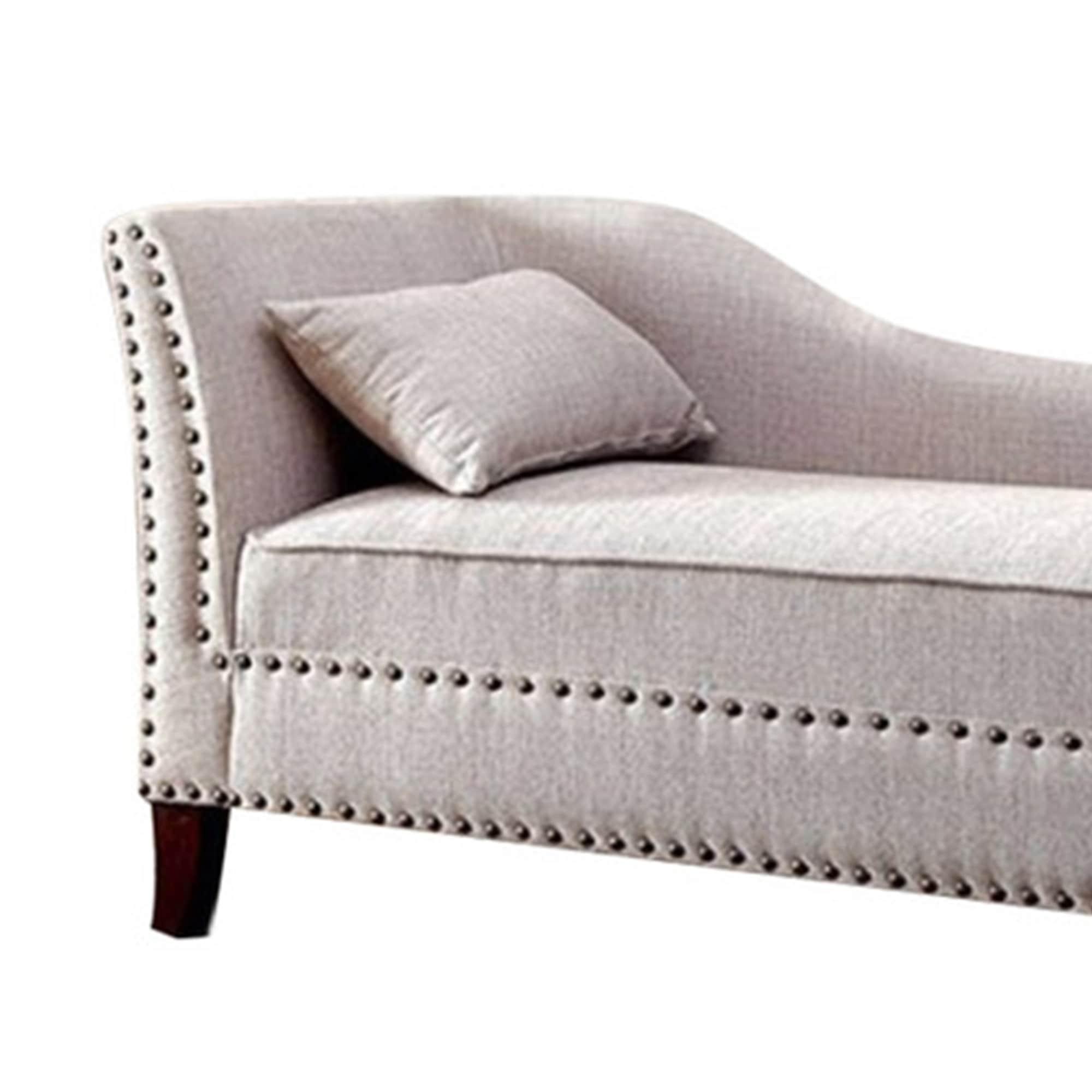 Benzara Contemporary Gray Linen Like Fabric Chaise-Color:Beige