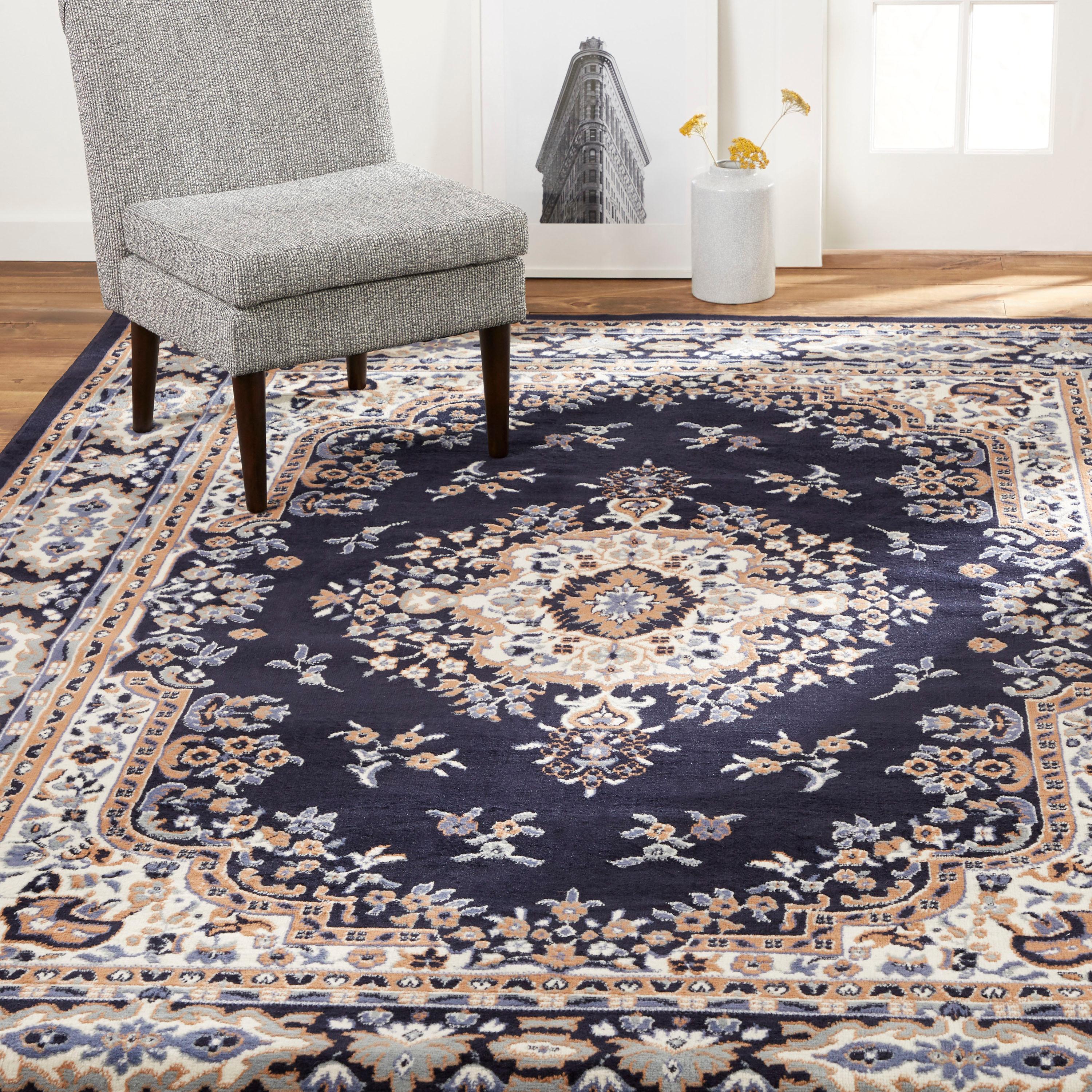 Home Dynamix Premium Sakarya Traditional Medallion Area Rug, Navy Blue/Brown, 9'2"x12'5"