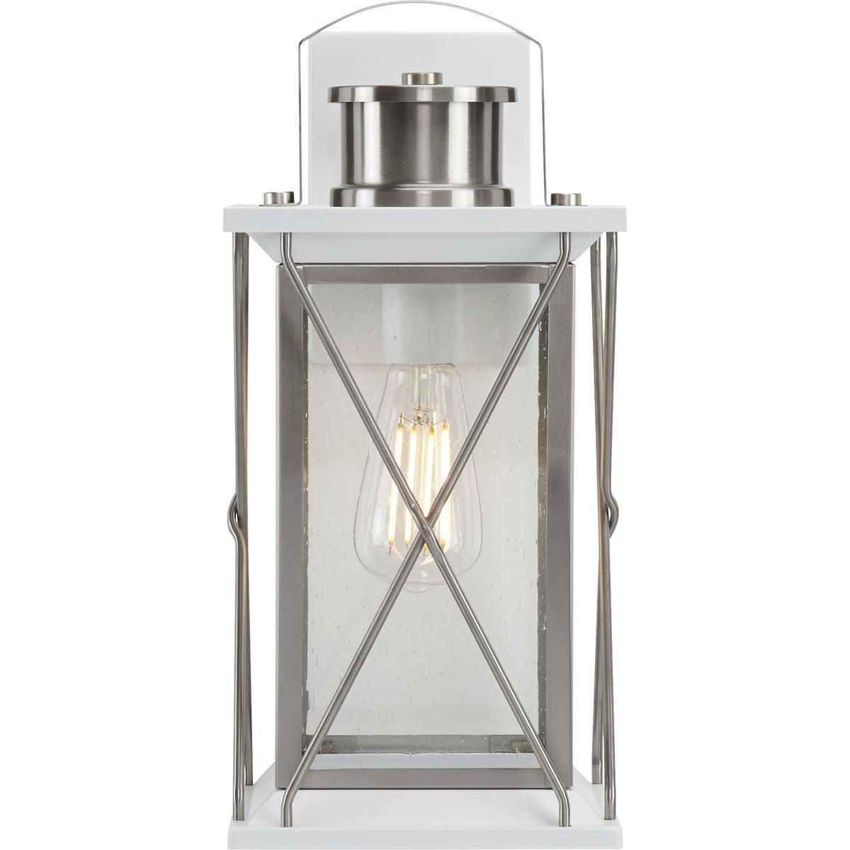 Progress Lighting Barlowe 1-Light Outdoor Wall Lantern in Stainless Steel with Clear Seeded Glass