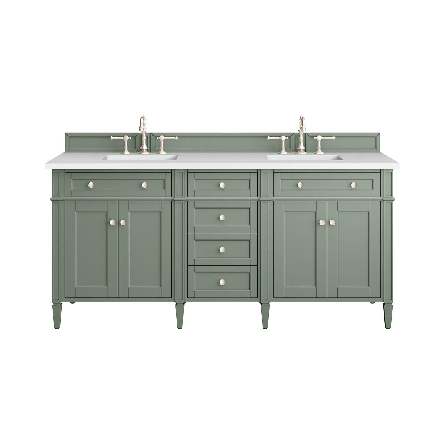 Smokey Celadon Green Double Vanity with Quartz Top