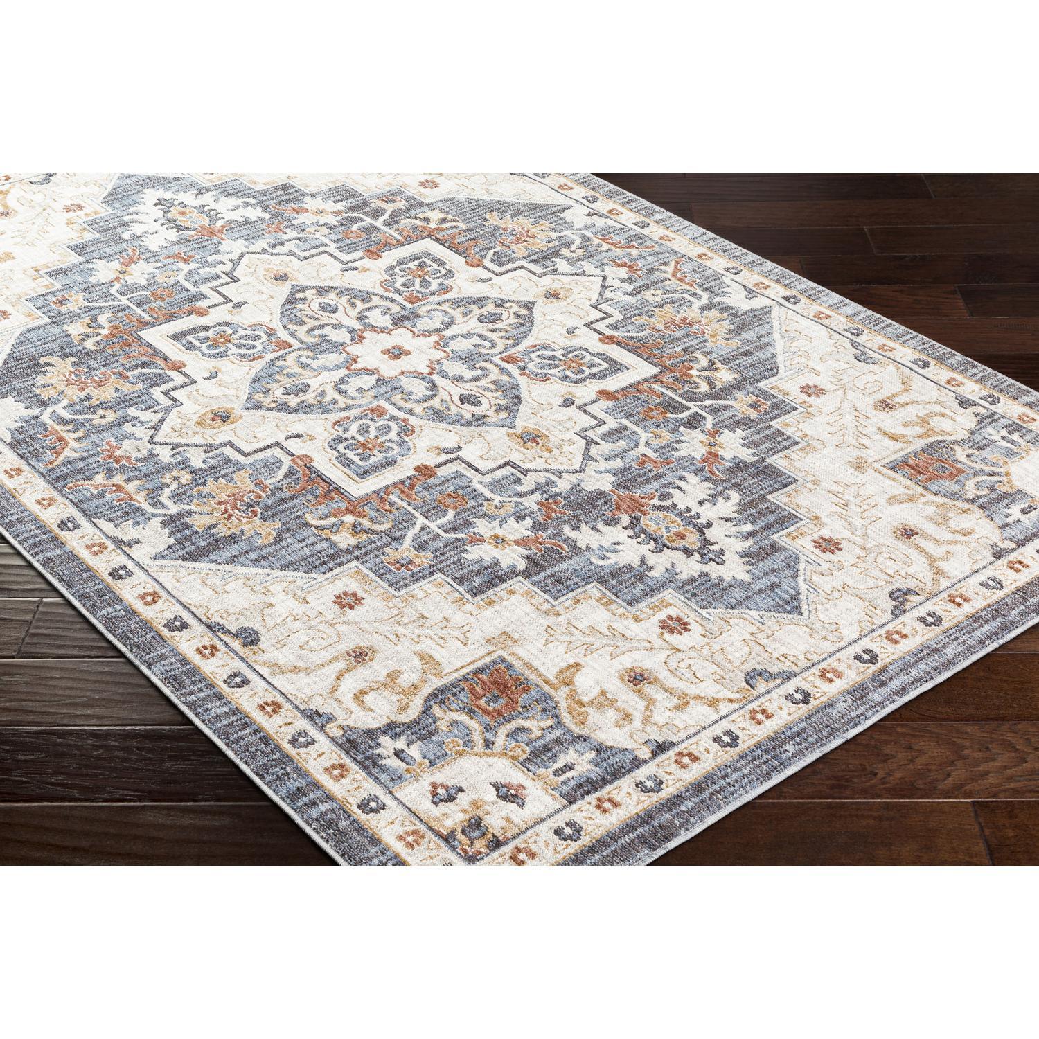 Blue Timeless Medallion 7'10" x 10' Recycled Material Rug