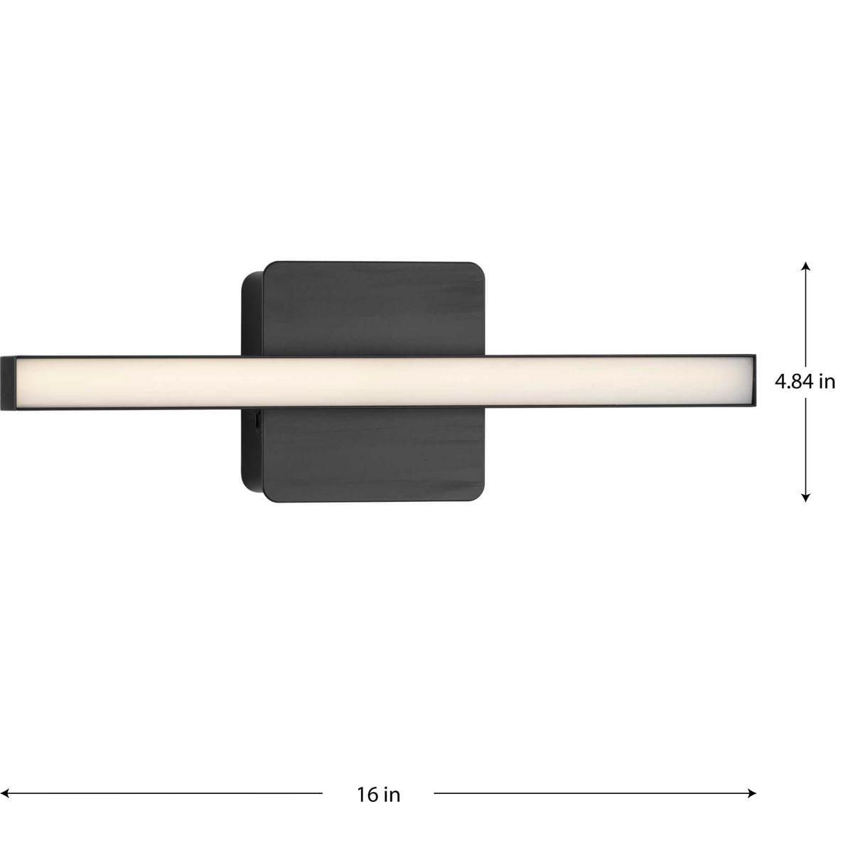 Progress Lighting Phase 4 1-Light LED Linear Vanity Light, Matte Black, Rectangular Acrylic Shade