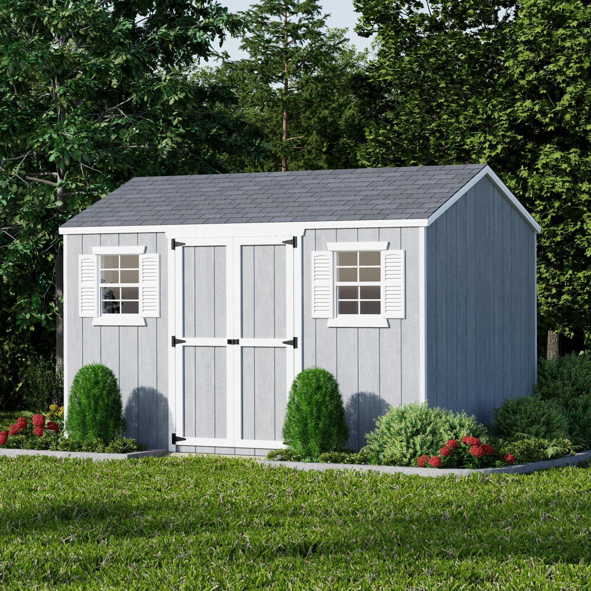 Little Cottage Co. 8x12 Value Workshop Shed with Operable Windows and Floor, Outdoor Wood Storage Do-It-Yourself Precut Kit