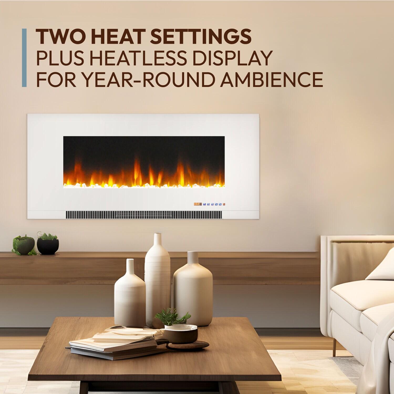 Cambridge Cambridge Wall Mount Electric Fireplace Heater with Remote Control for Indoor Use in Living Room, Bedroom, Home Office