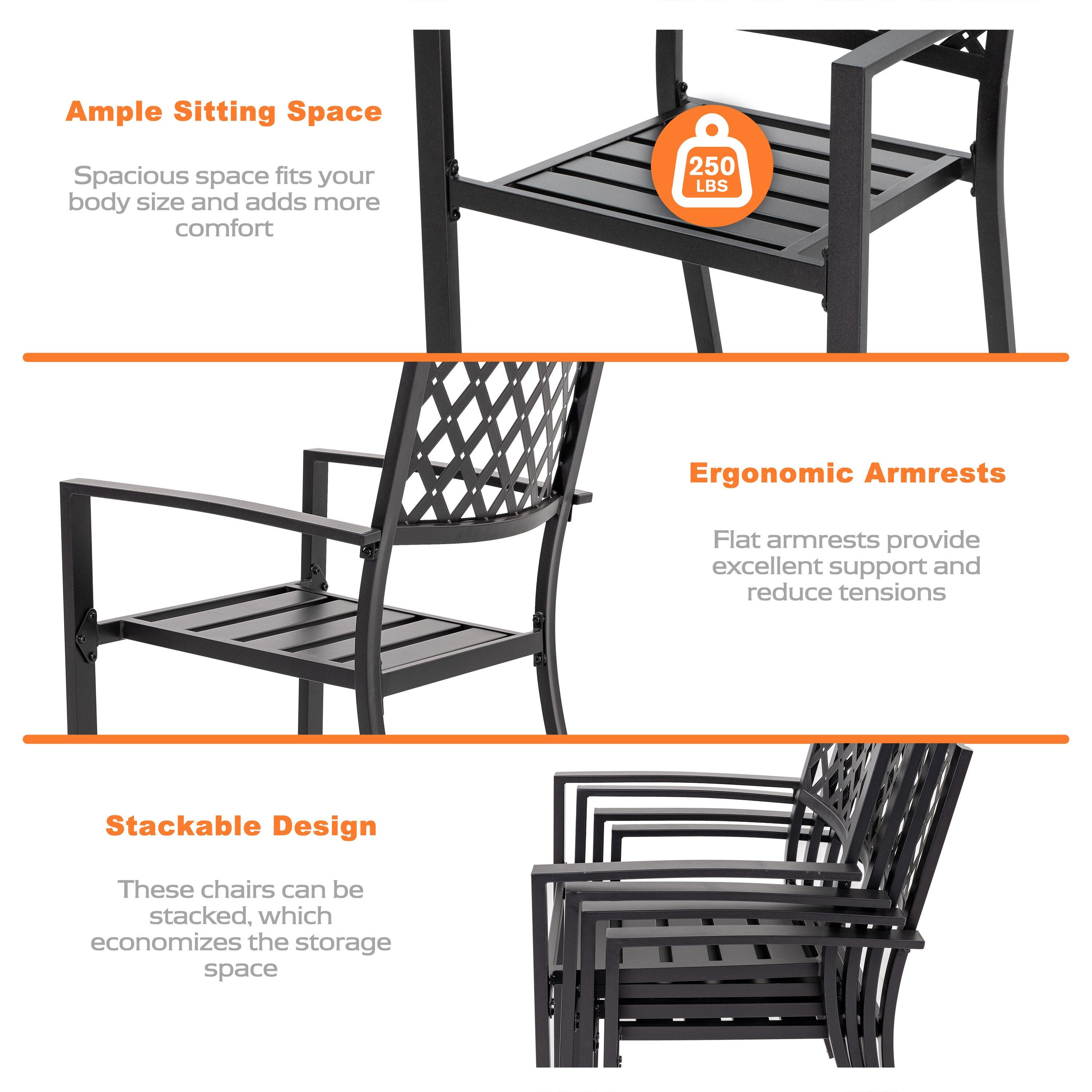 Nuu Garden Outdoor 7-Piece Iron Dining Set with 1.77'' Umbrella Hole