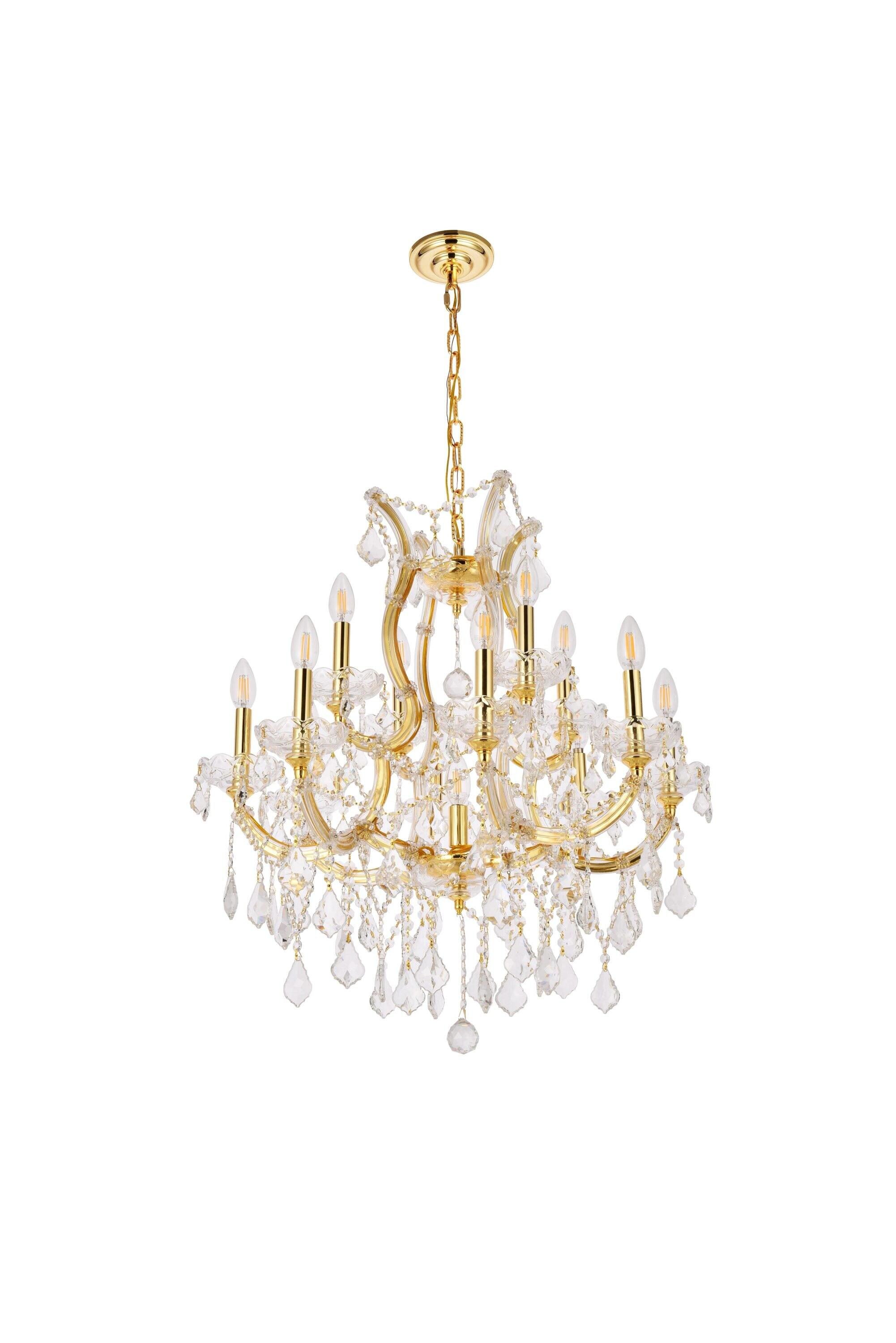2800 Maria Theresa Collection Chandelier D:27in H:26in Lt:13 Gold Finish (Royal Cut Crystals)