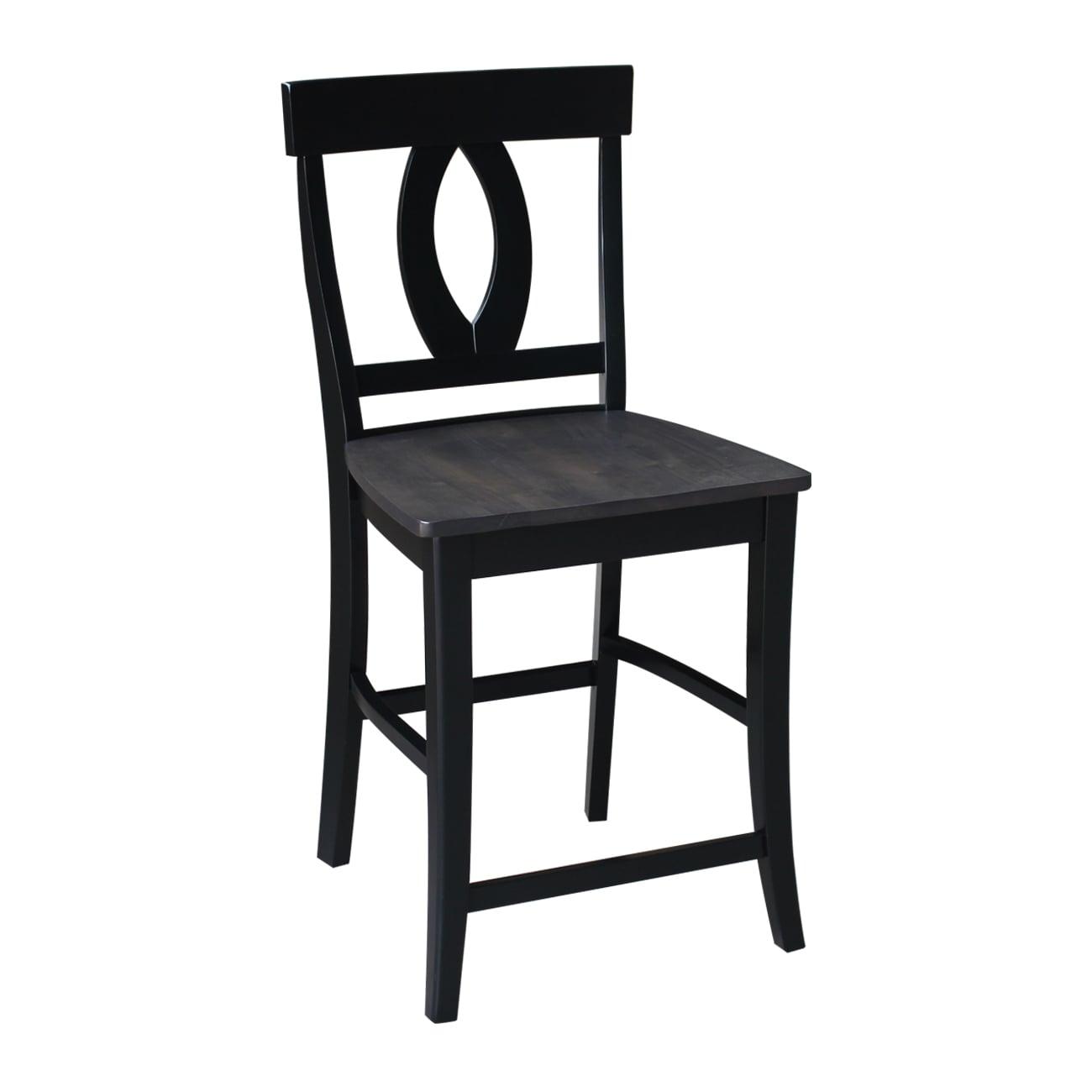 Elegant Cosmo Black Solid Wood Counter Height Stool