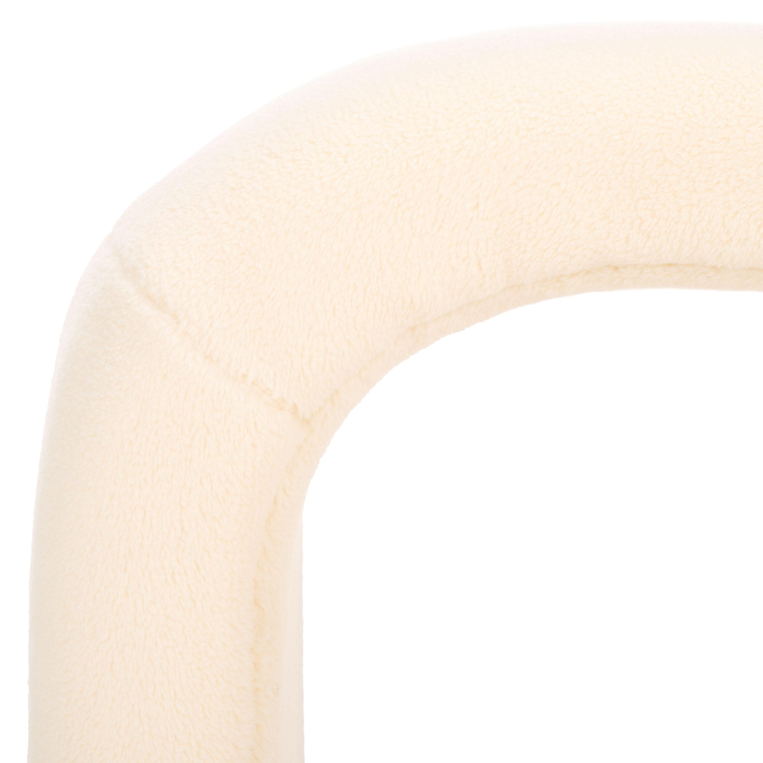 SAFAVIEH Kibo Modern Faux Shearling Ottoman, Cream