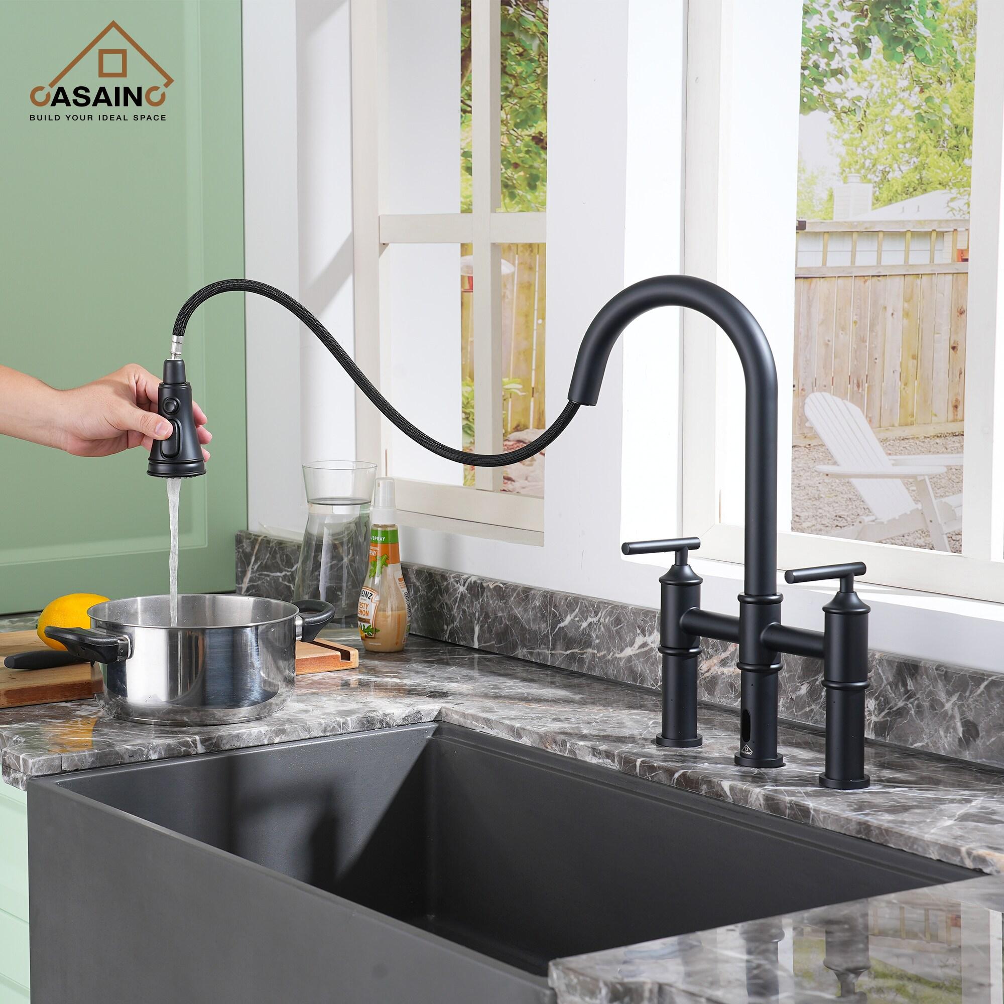 CASAINC 1.8 GPM Single-Handle Spring Pull-Down Kitchen Faucet Single Hole Faucet