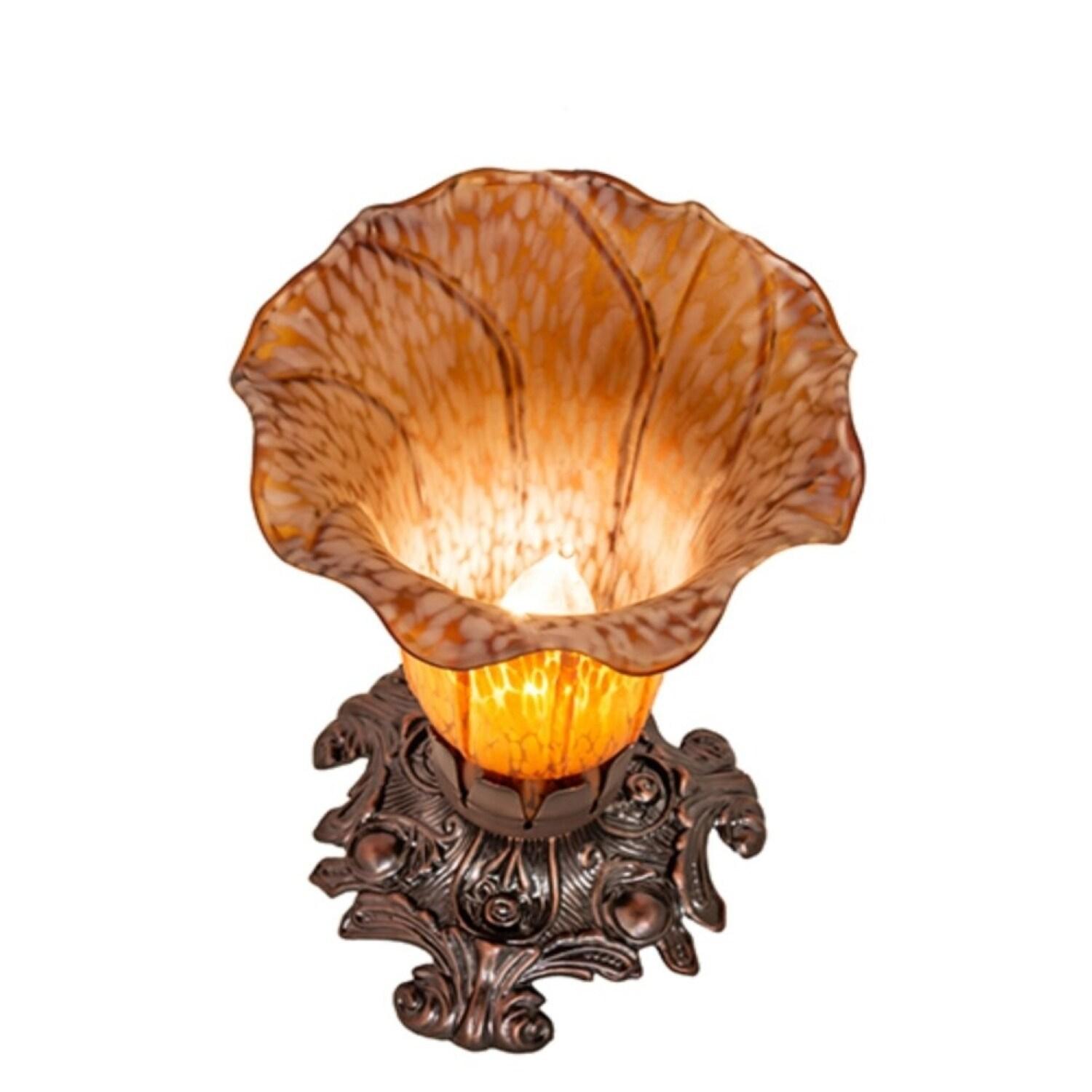 Meyda Home Indoor Decorative Lighting Accessories 8"H Amber Pond Lily Accent Lamp