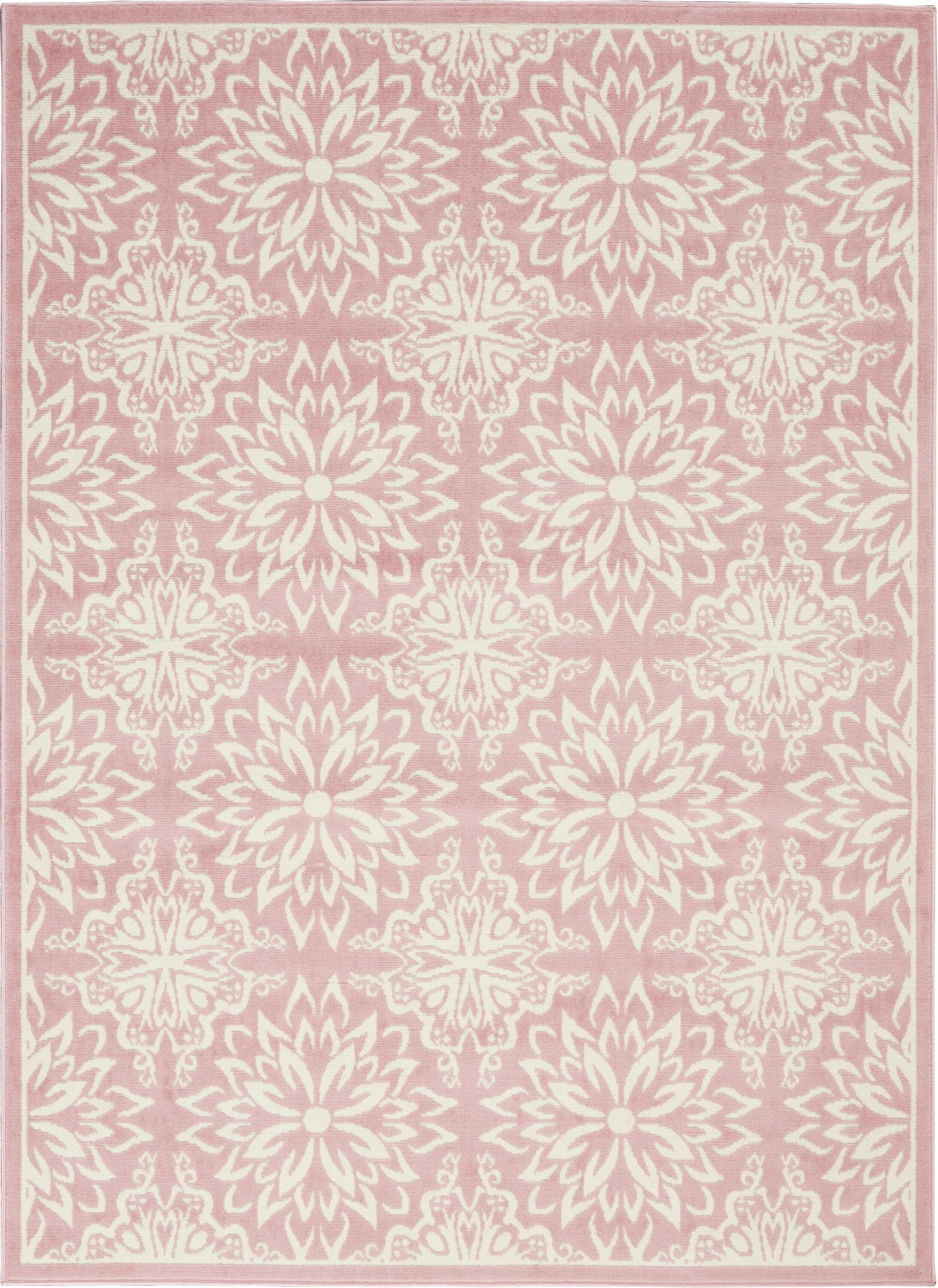 Nourison Jubilant 4' x 6' Ivory/Pink Indoor Area Rug Beach Transitional Floral by Nourison