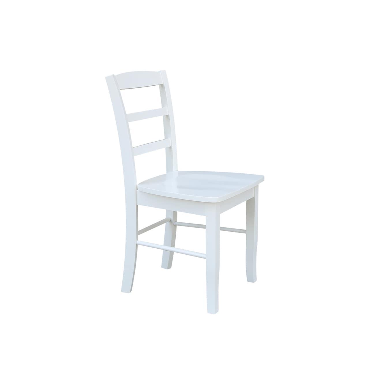 International Concepts Set of Two Madrid Solid Wood Ladderback Chairs in White