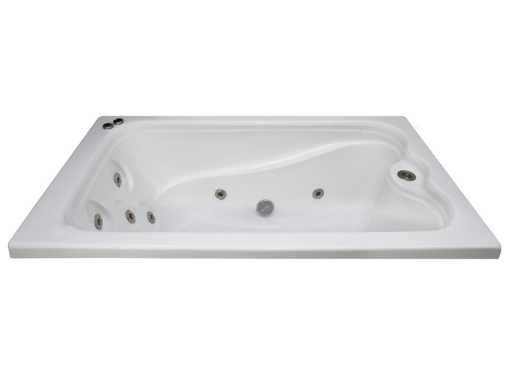 66 In. X 36 In. Elite Series Drop in Whirlpool Acrylic Bathtub with Reversible Drain in White