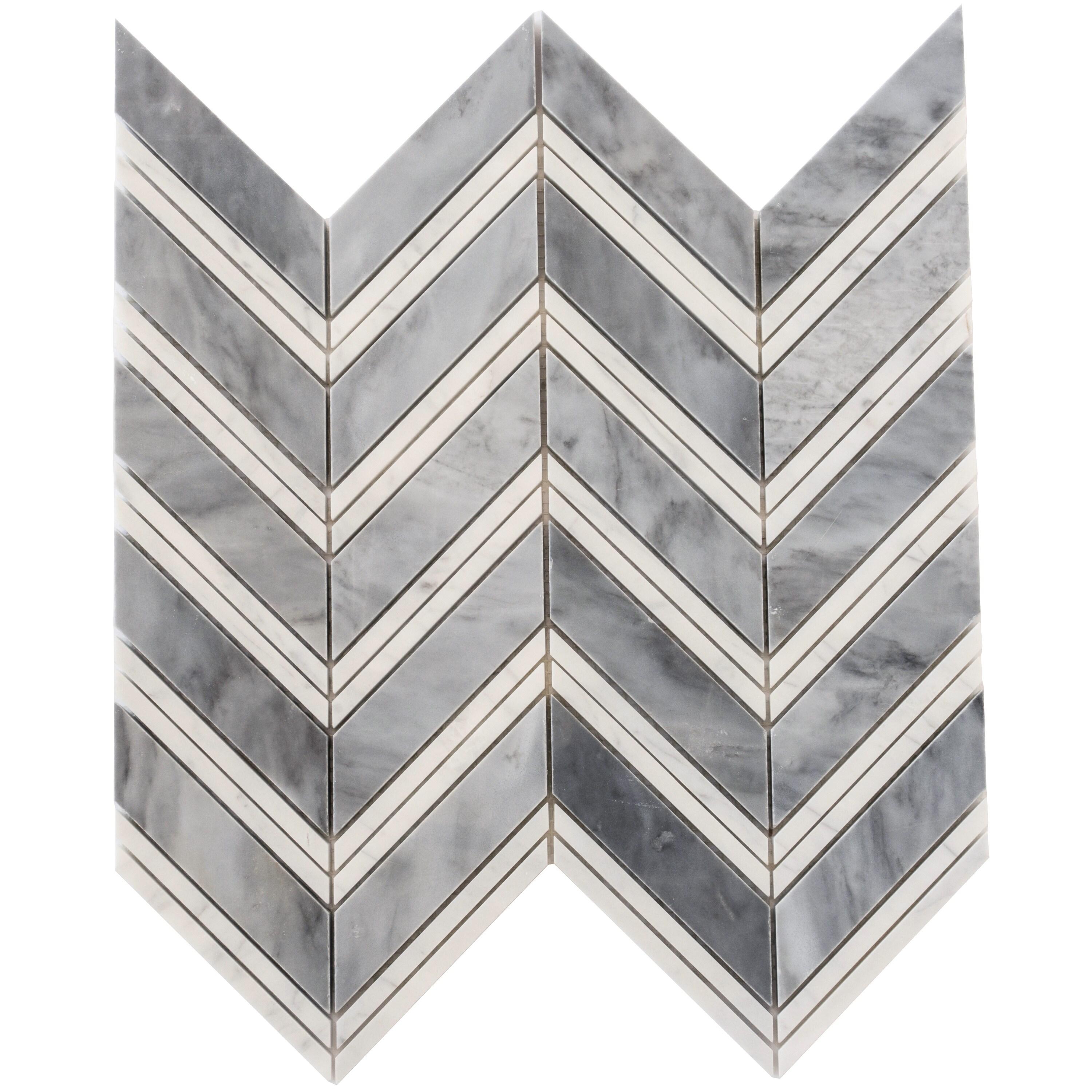 11" X 11.8" Herringbone Marble Polished Tile