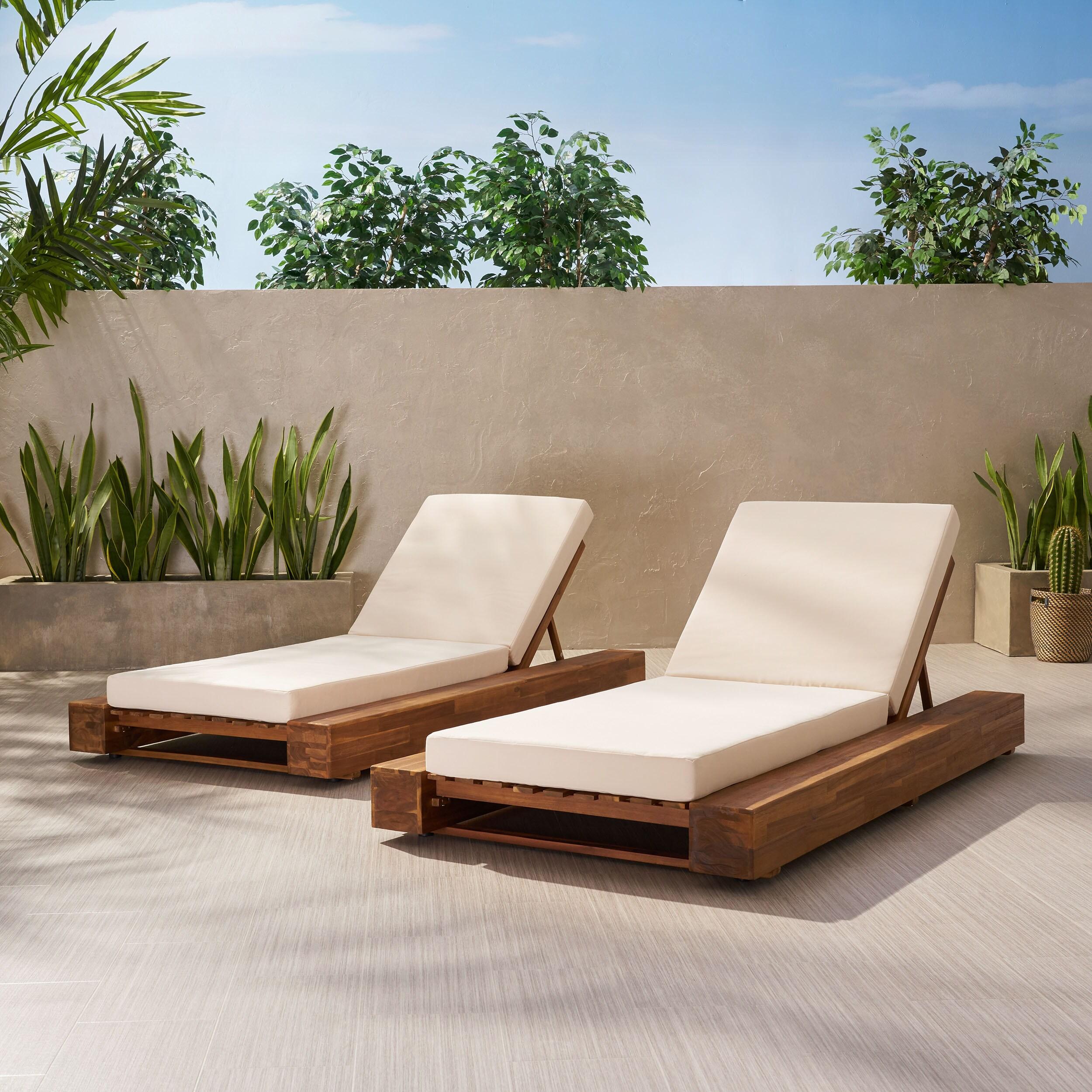 Donnie 39'' Outdoor Acacia Chaise Lounge (Set of 2)