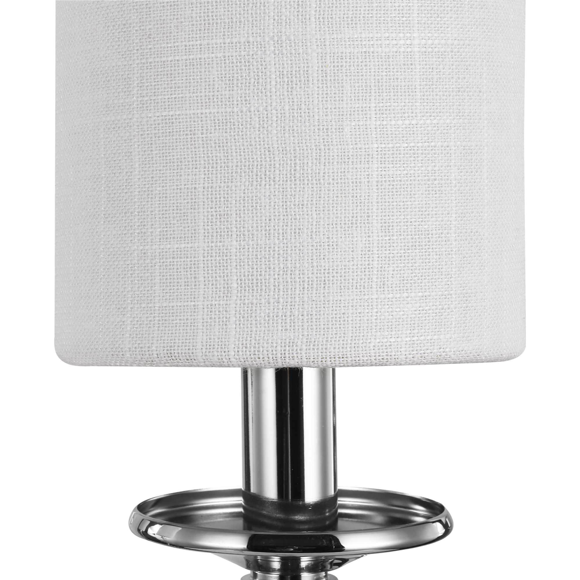 Bonita Collection Six-Light Polished Chrome White Linen Fabric Shade Luxe Chandelier Light