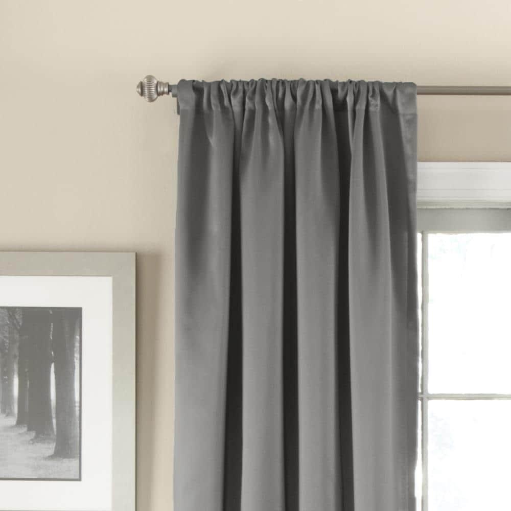 Eclipse Solid Thermapanel Room Darkening Rod Pocket Single Curtain Panel, Grey, 54 x 63