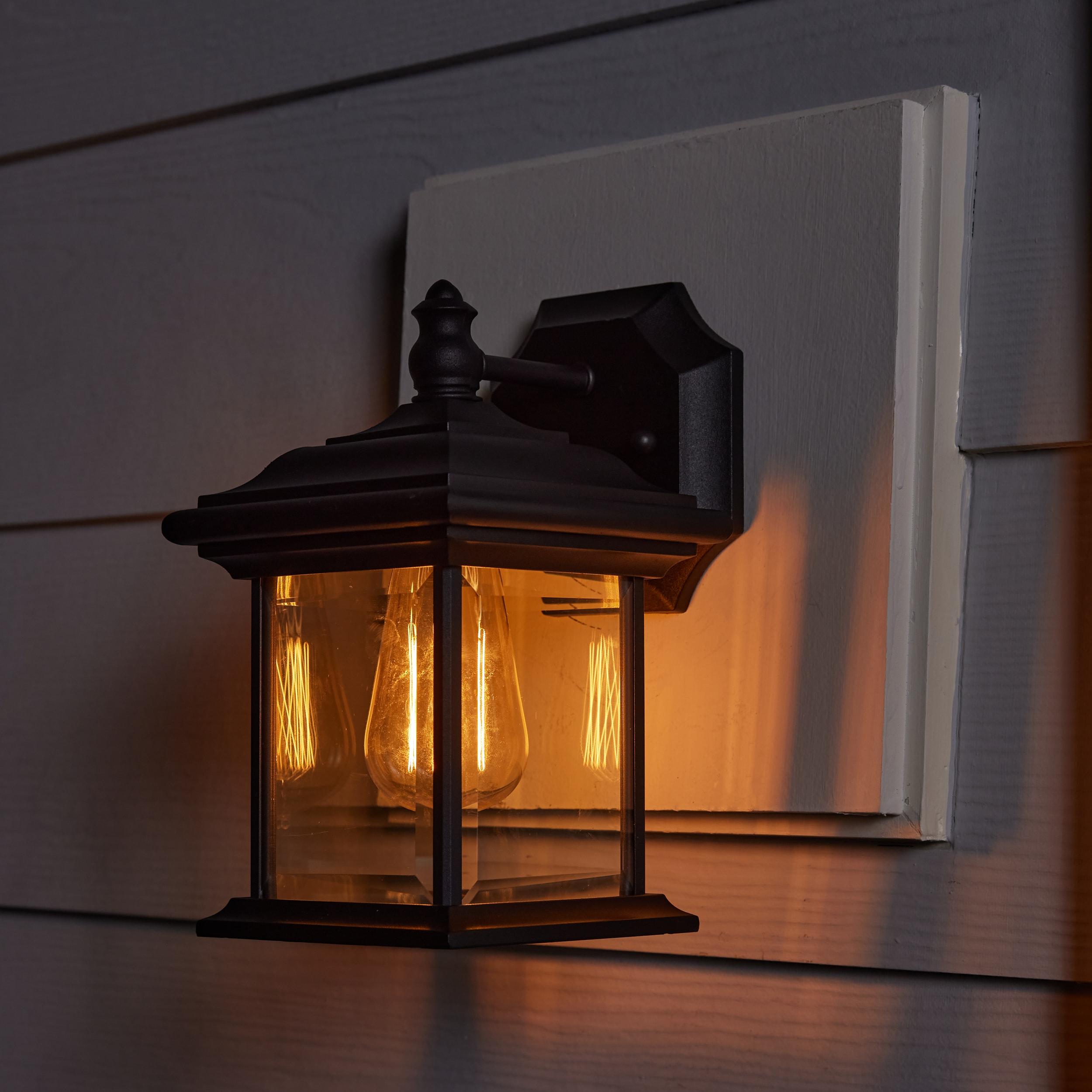 Sea Gull Lighting 85200-12 Wynfield One-Light Outdoor Wall Lantern with Clear Beveled Glass Panels, Black Finish