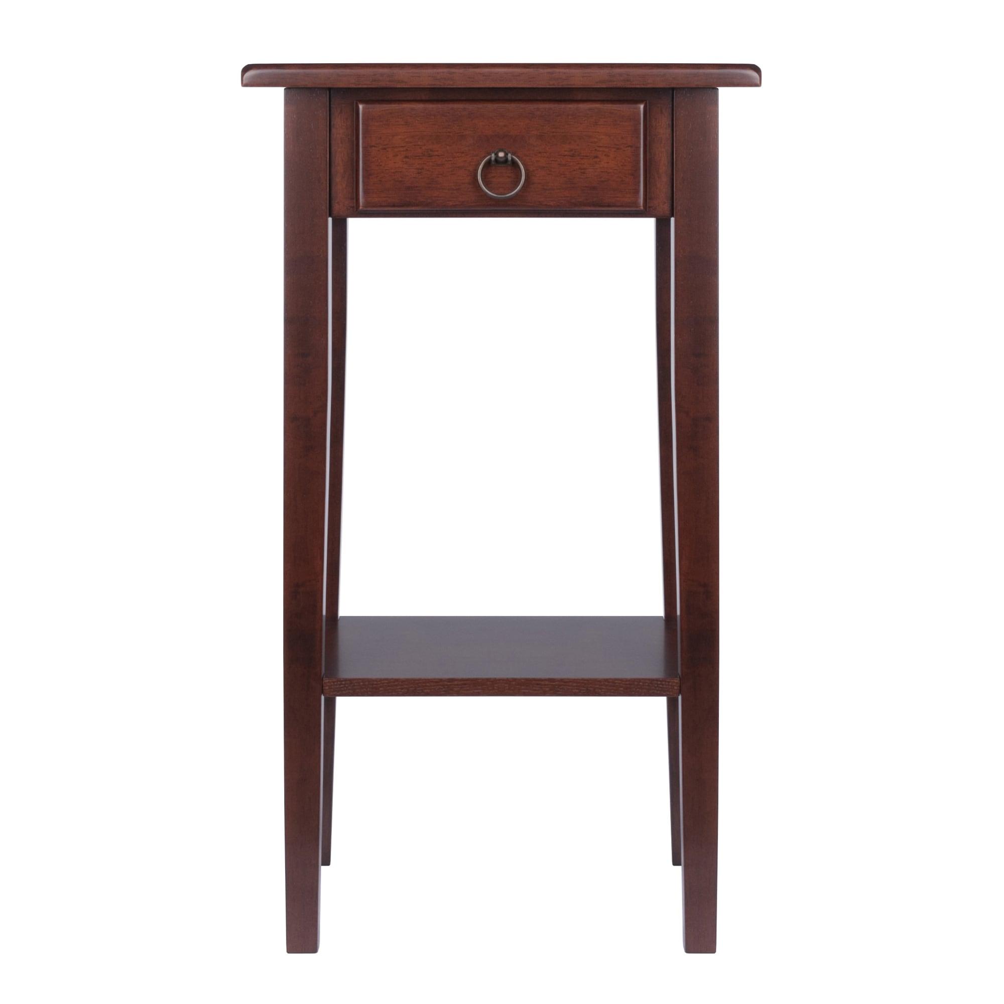 Regalia Accent Table with Drawer, Shelf - Antique Walnut - Winsome: Small Telephone Stand, Occasional Storage