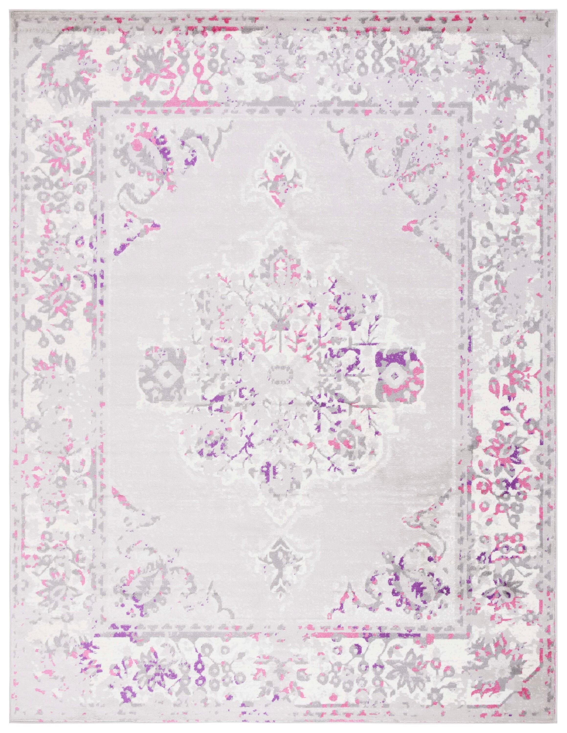 Skyler SKY169 Power Loomed Indoor Area Rug - Grey/Pink - 9'x12' - Safavieh