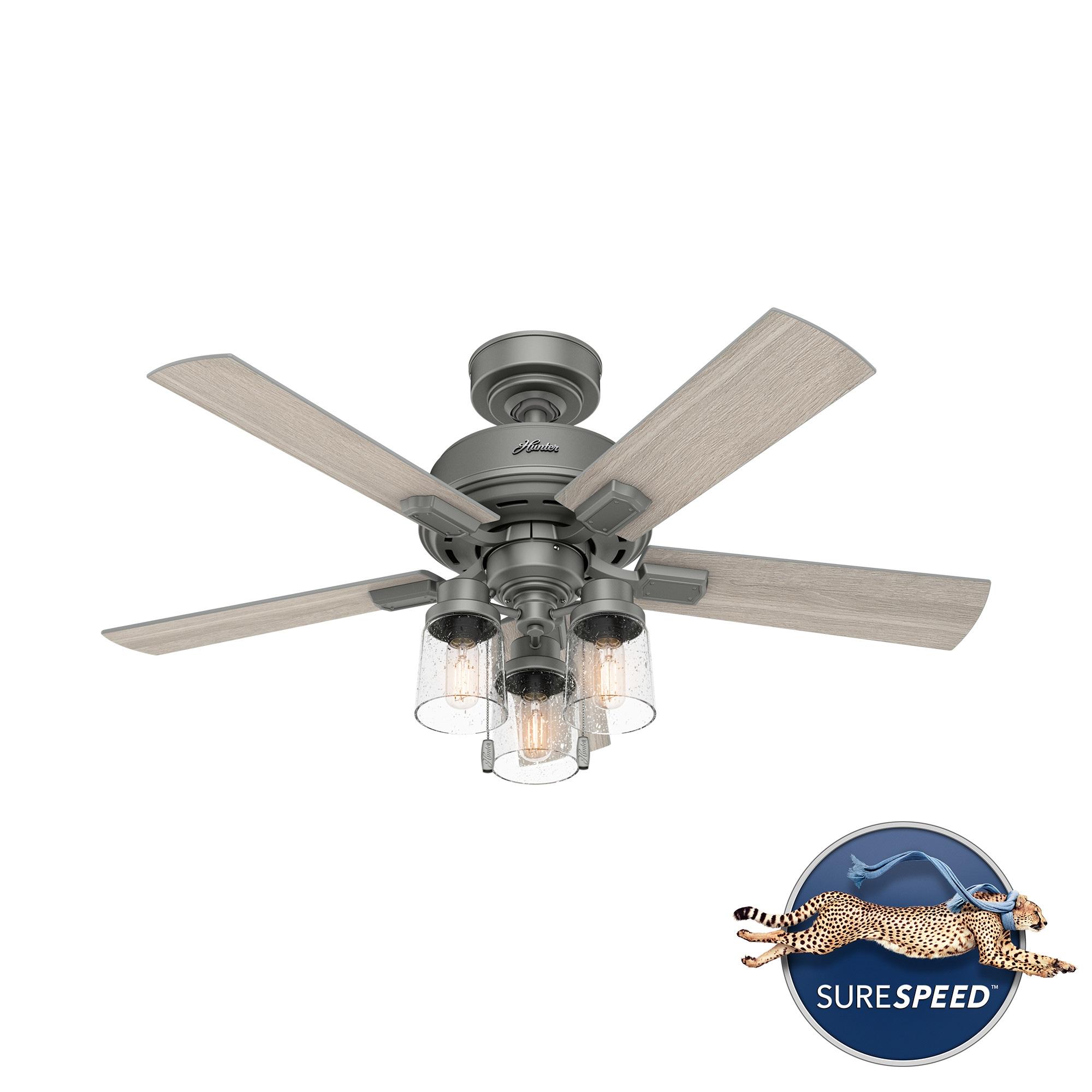 Hunter Fan 44" Hartland 5 - Blade Modern Farmhouse Indoor Ceiling Fan with Lights and Pull Chains
