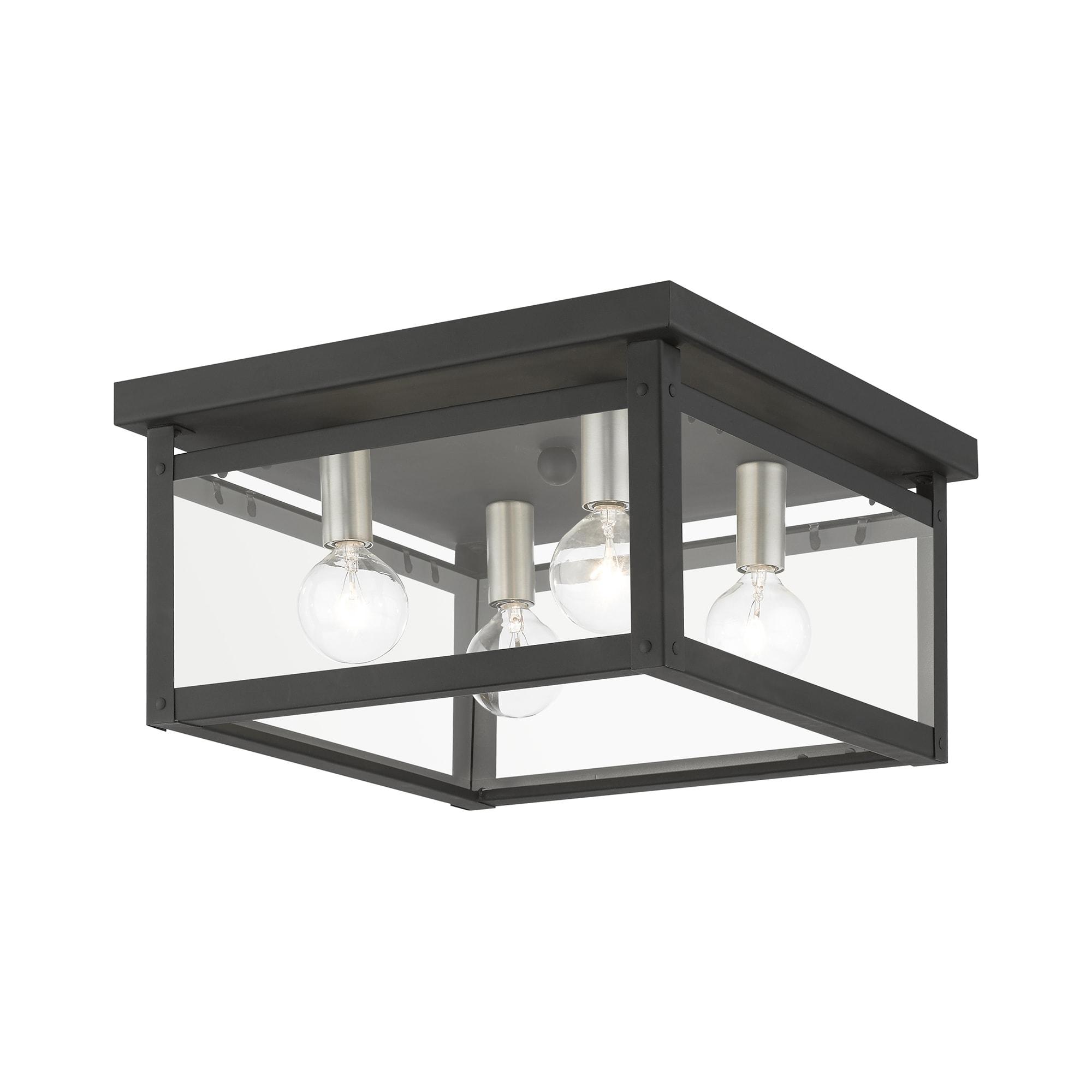 Livex Lighting 4032 Milford 4 Light 11" Wide Flush Mount Ceiling Fixture - Black / Brushed