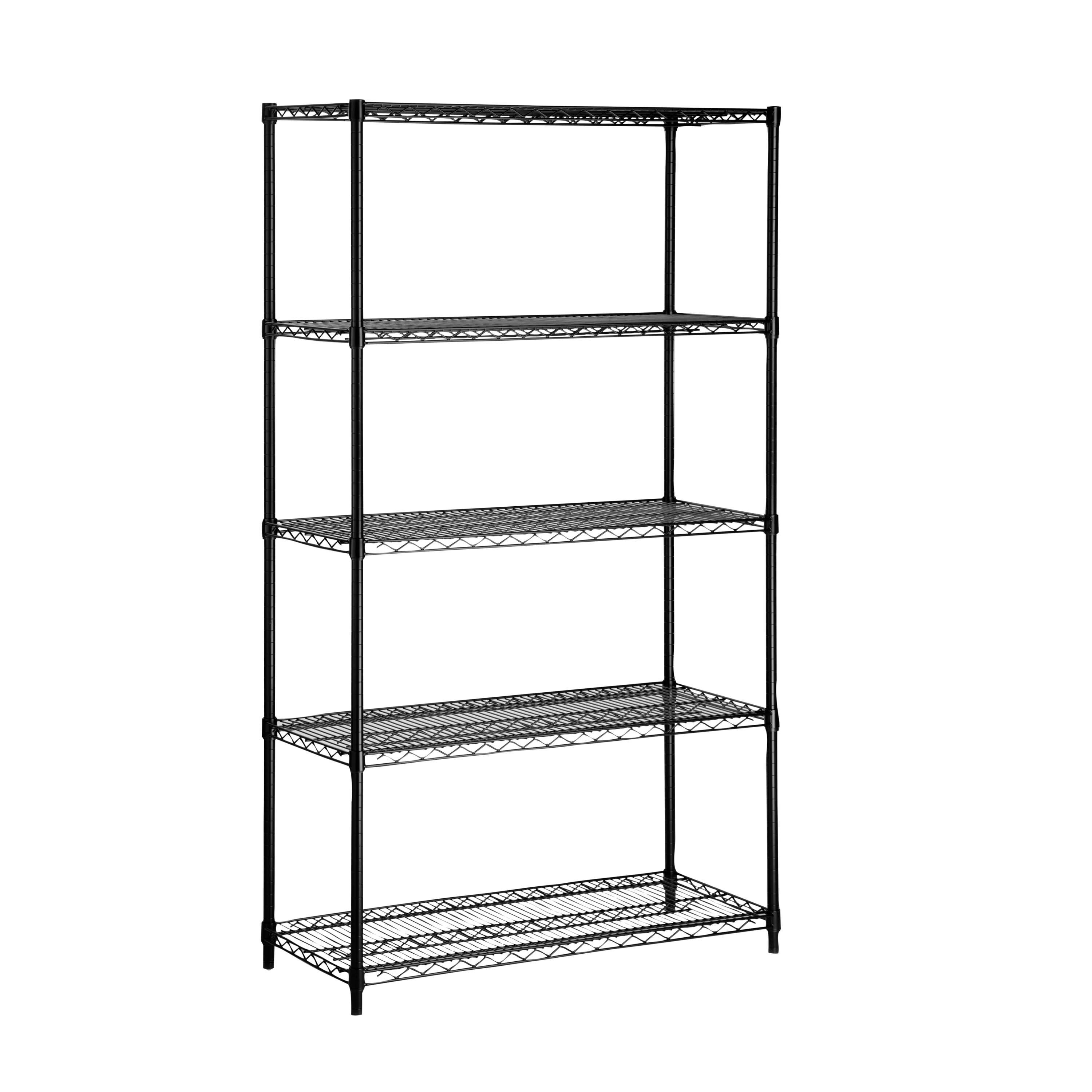 5-Tier Metal Height-Adjustable Shelving Unit (36" W X 72" H x 16" D)