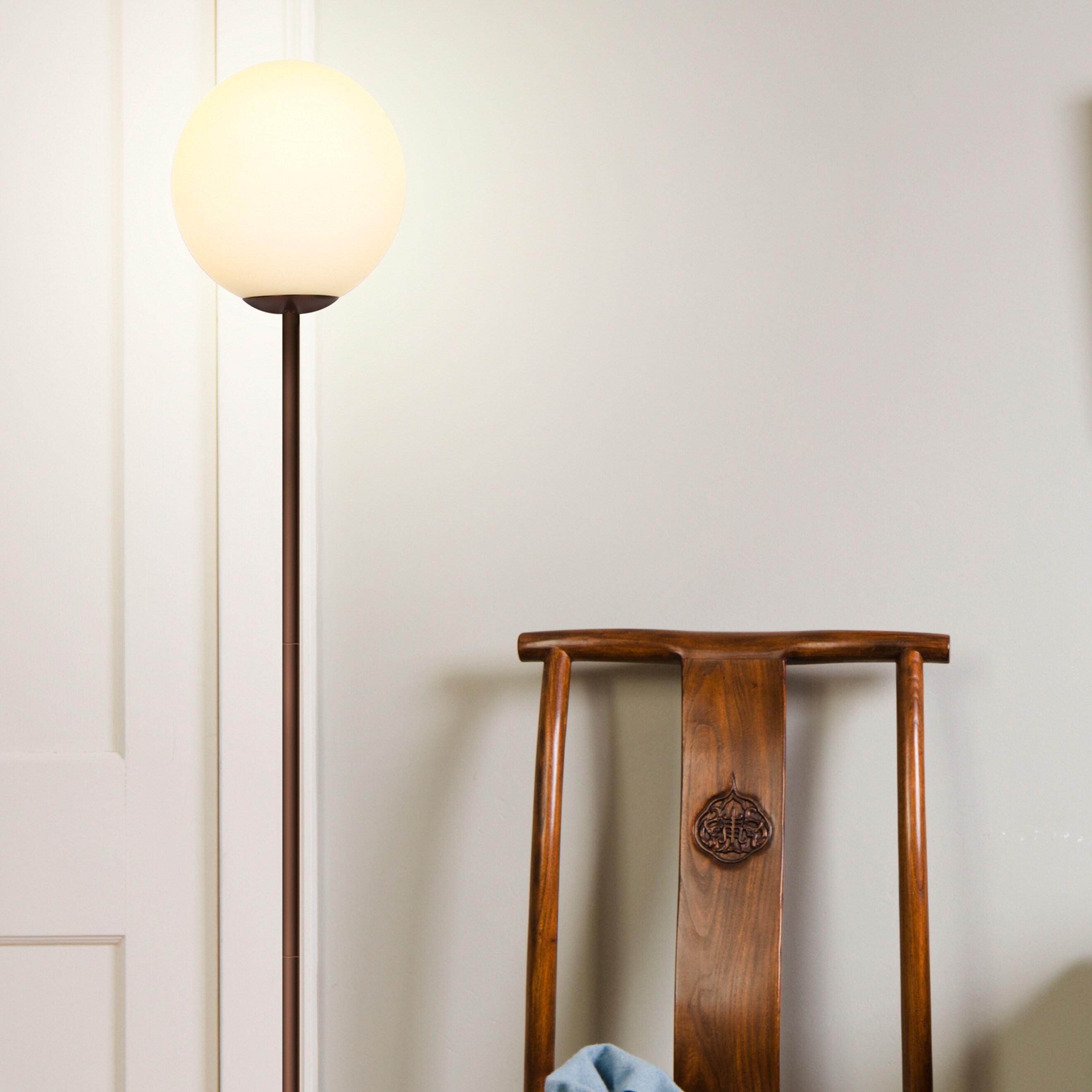 Luna 65 in. Modern LED Energy Efficient Floor Lamp with Frosted Glass Globe Shade