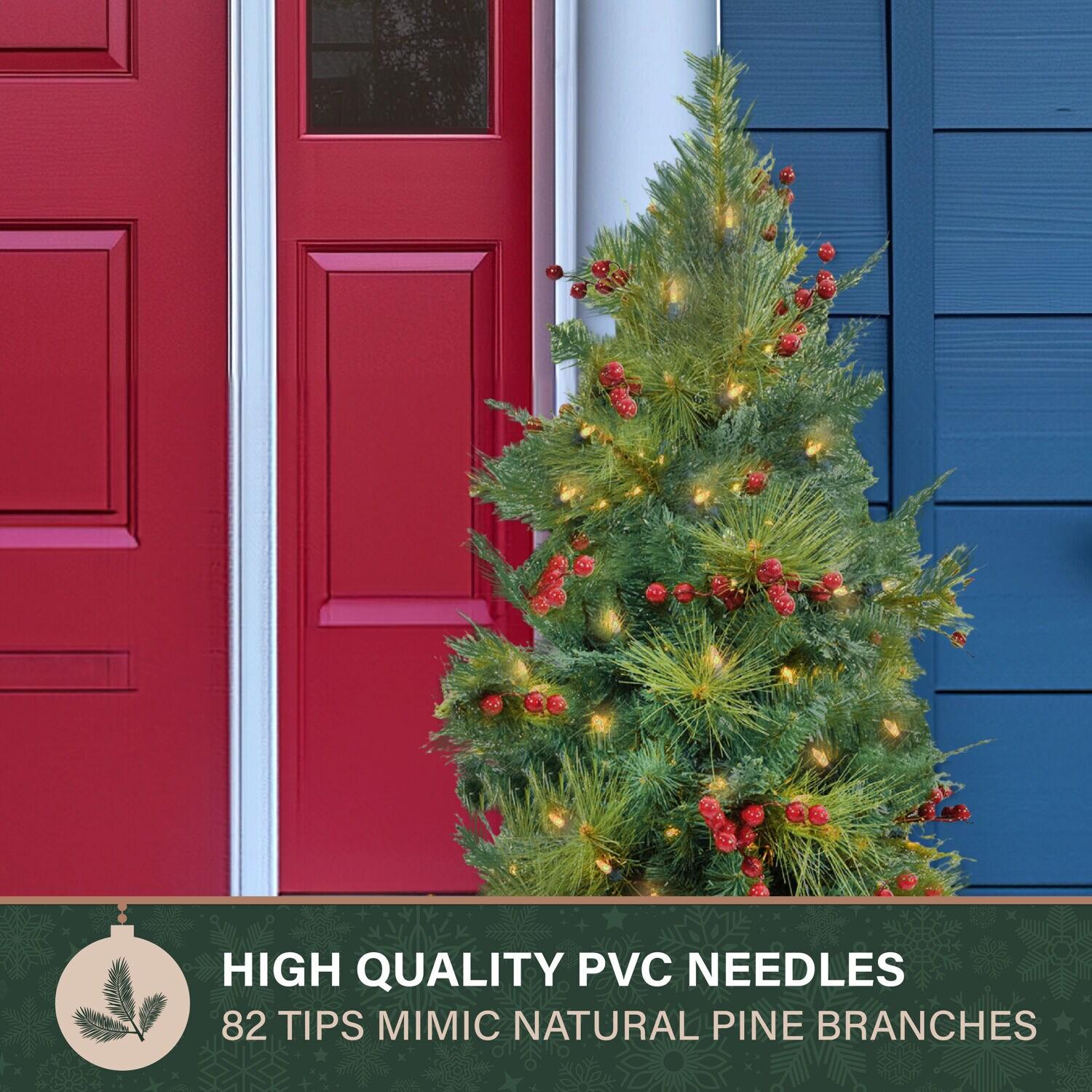 Fraser Hill Farm 2-ft. Newberry Pine Artificial Tree with Battery-Operated LED String Lights