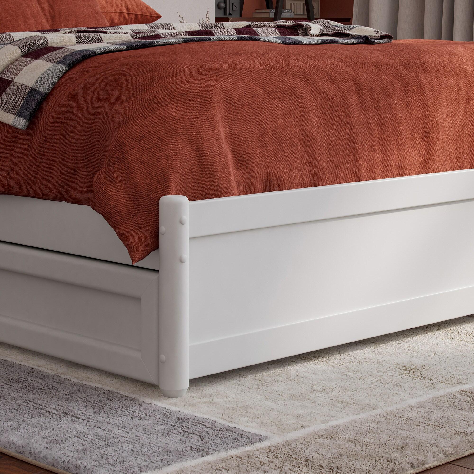 AFI Furnishings AFI Barcelona Full Solid Wood Panel Platform Bed with Twin Trundle in White